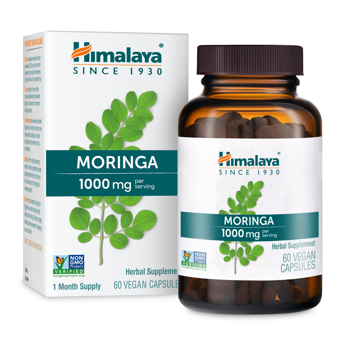 Himalaya Moringa – capsules dans bouteille, soutien potentiel à l'énergie
