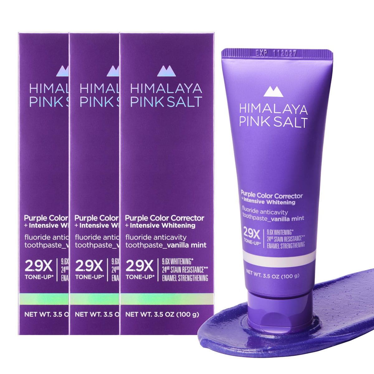 Pâte dentifrice violette HIMALAYA PINKSALT en tube, brossage quotidien frais