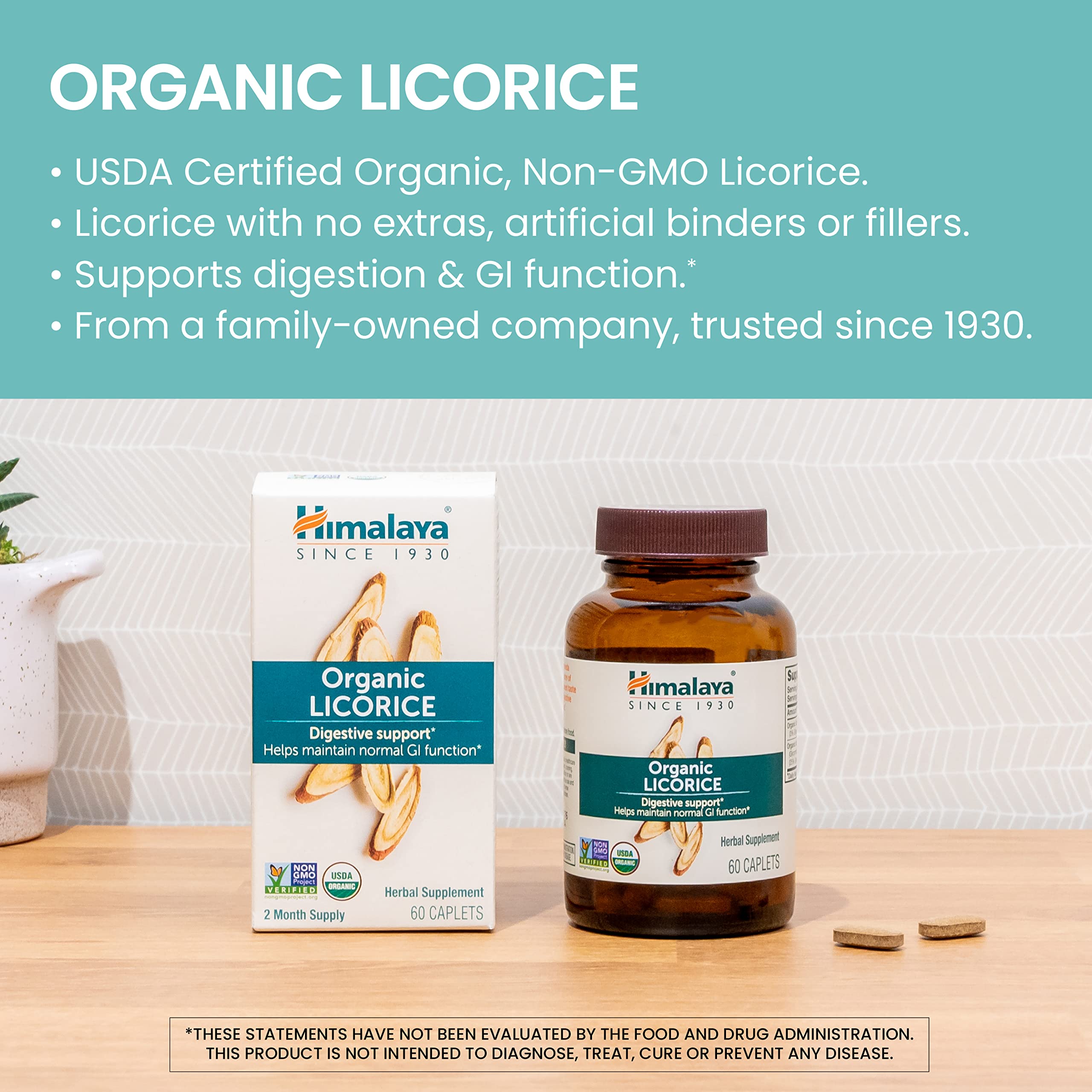 Dos des capsules Himalaya Réglisse biologique montrant le format pratique.
