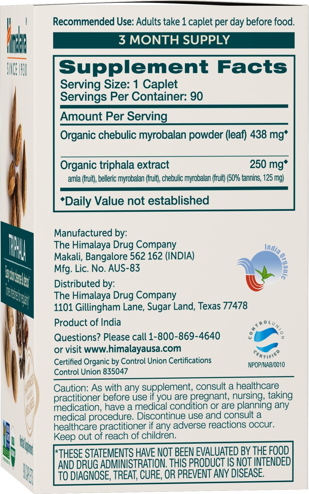 Capsules Triphala, comprimés digestifs pour régularité occasionnelle.