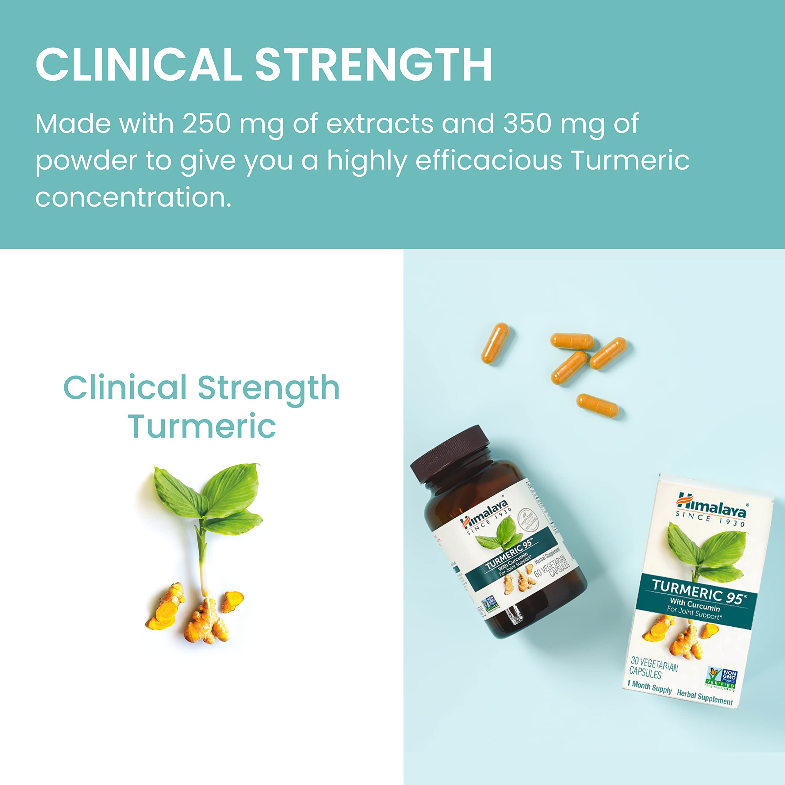 Himalaya Turmeric 95 – vegan, sans OGM et sans gluten.