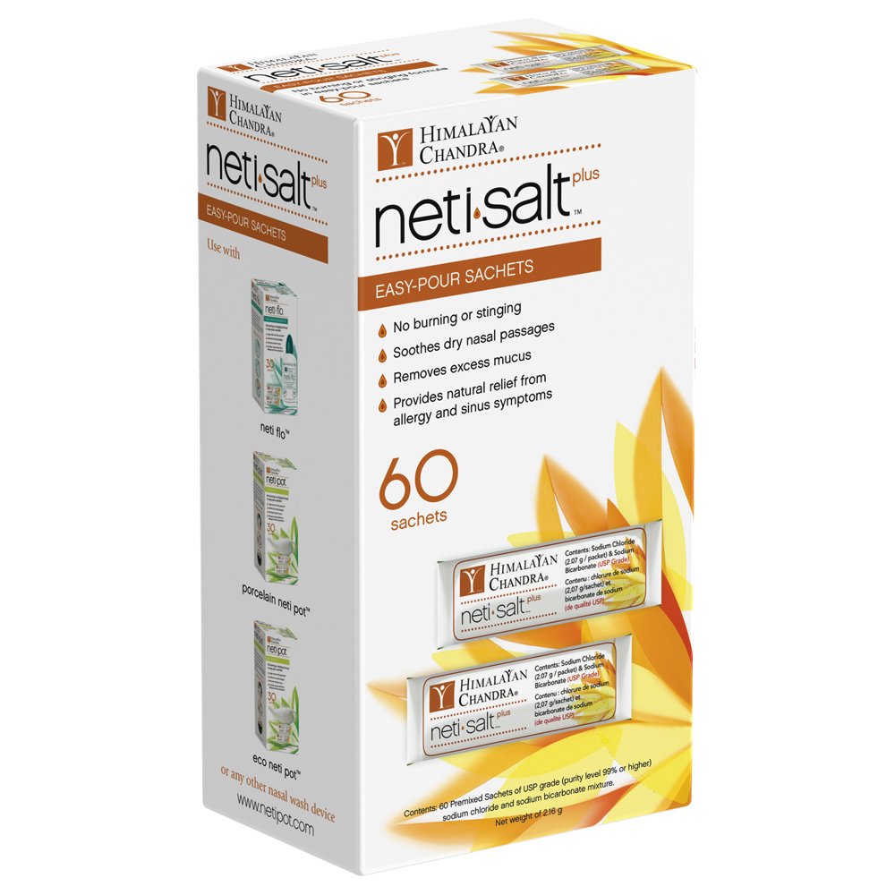 Himalayan Chandra Neti Salt Plus – boîte de 60 sachets prête à l’emploi pour lavage nasal
