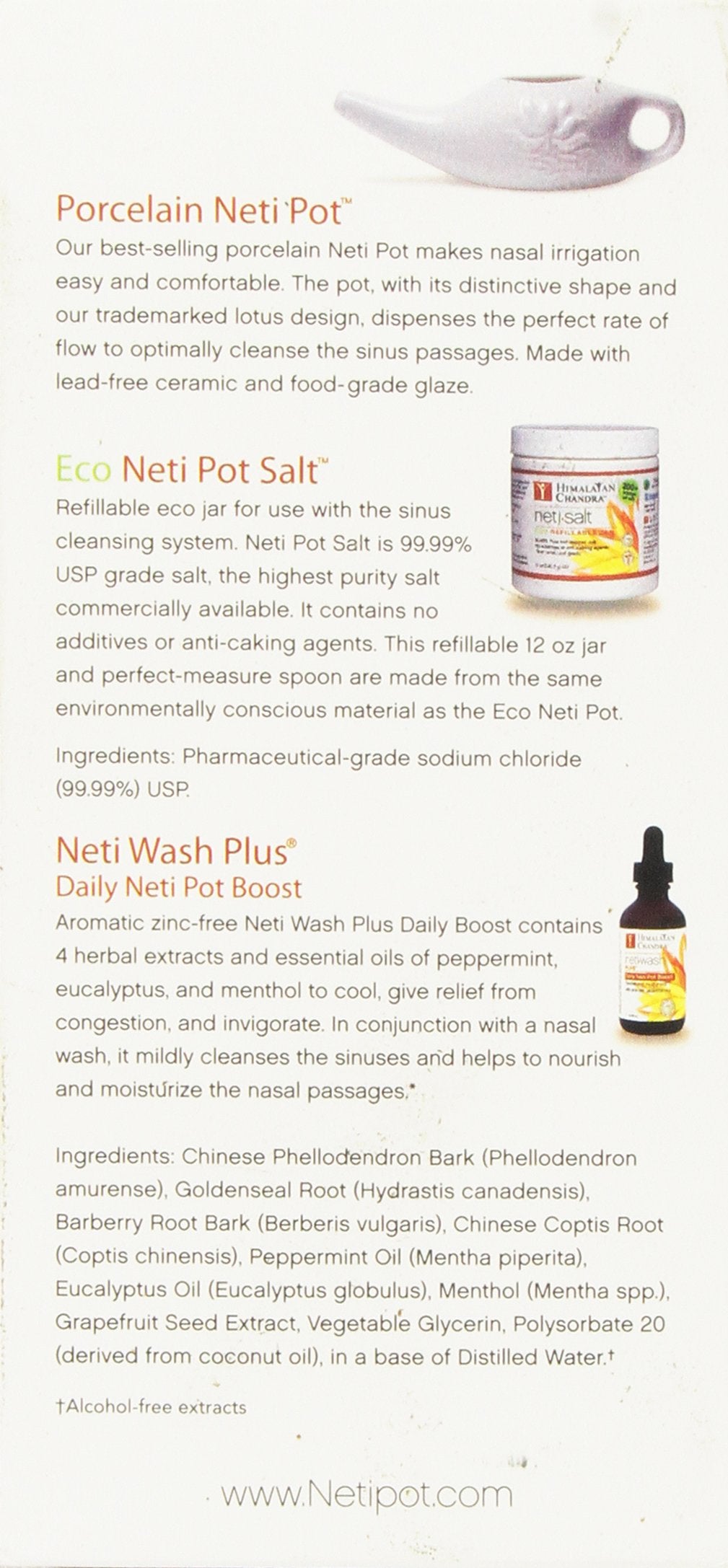 Neti Wash Plus 2 oz, infusion d'extraits botaniques pour nourrir et rafraîchir les voies nasales.