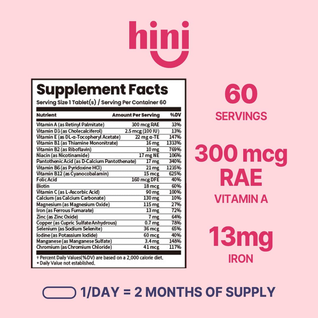 HINI Multi Vitamin, emballage et étiquette soignés favorisant la routine quotidienne.