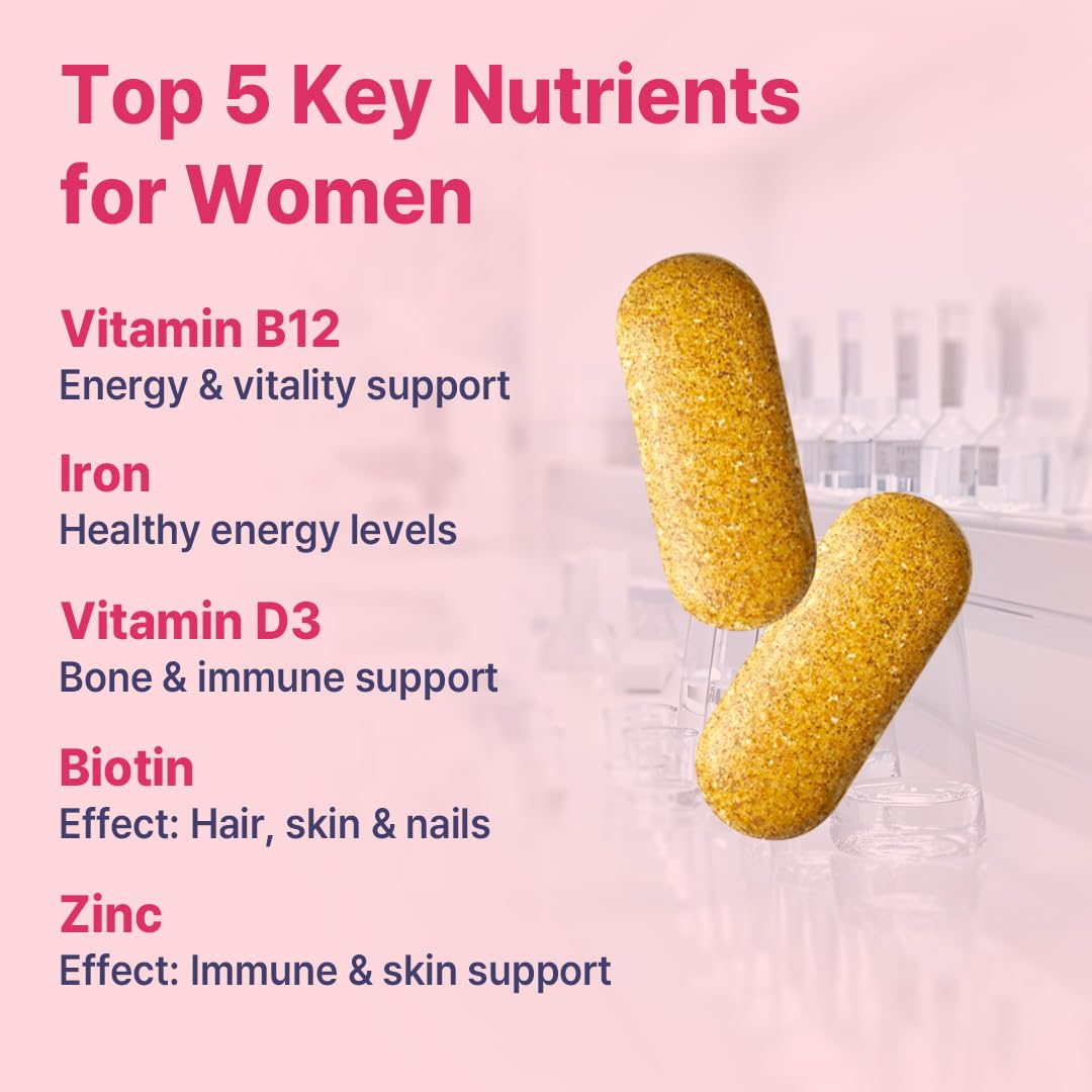 HINI Multi Vitamin pour femmes, tablette en main, utilisation simple et pratique.