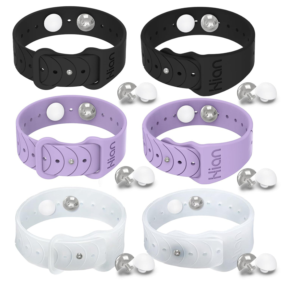 Bracelet Hion anti-nausée noir, utile pour les voyages et le mal des transports.
