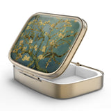 Boîte à pilules Hion avec miroir rétro, pratique pour le maquillage en voyage.