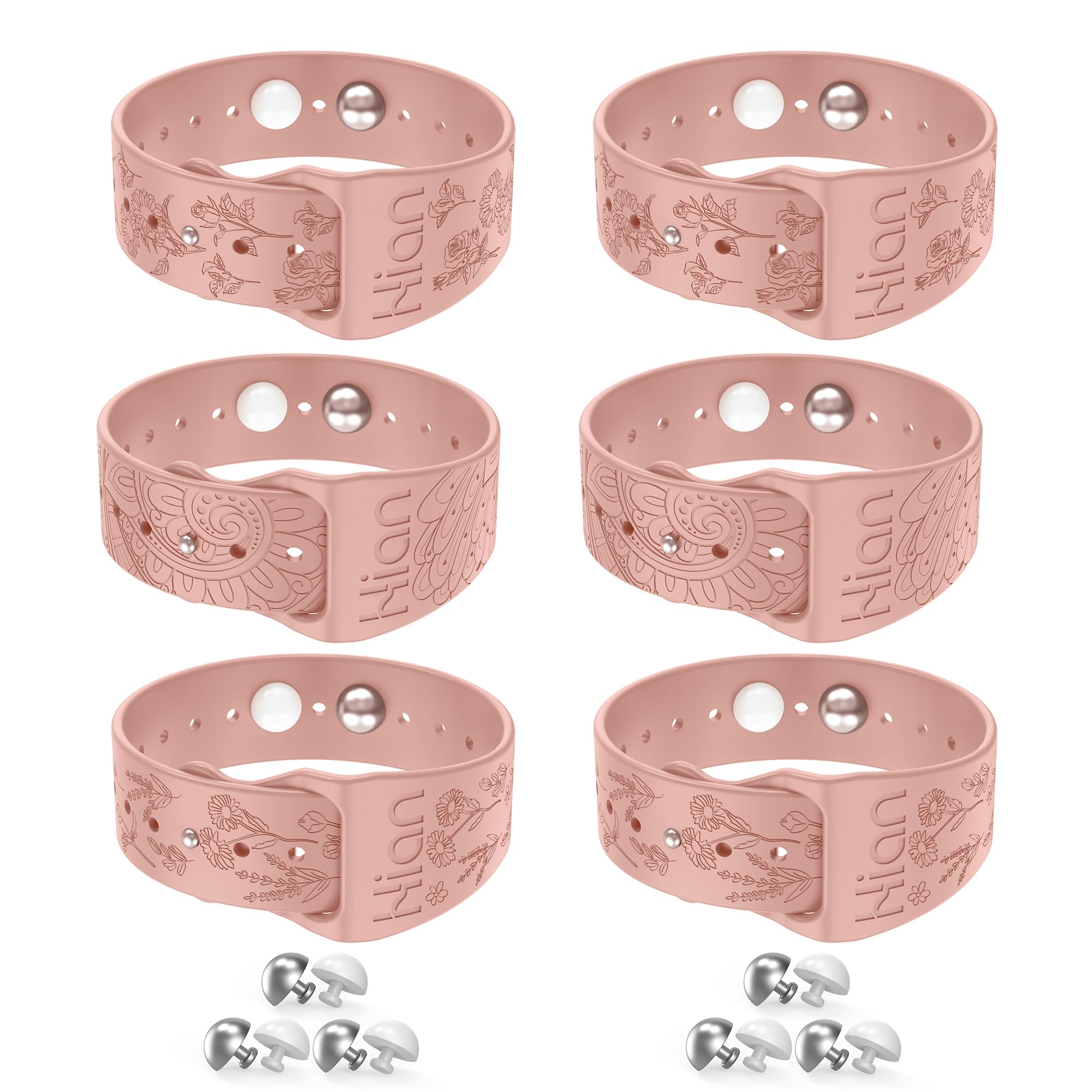 Bracelets Hion anti-nausee pour les transports, ensemble de trois paires en rose.