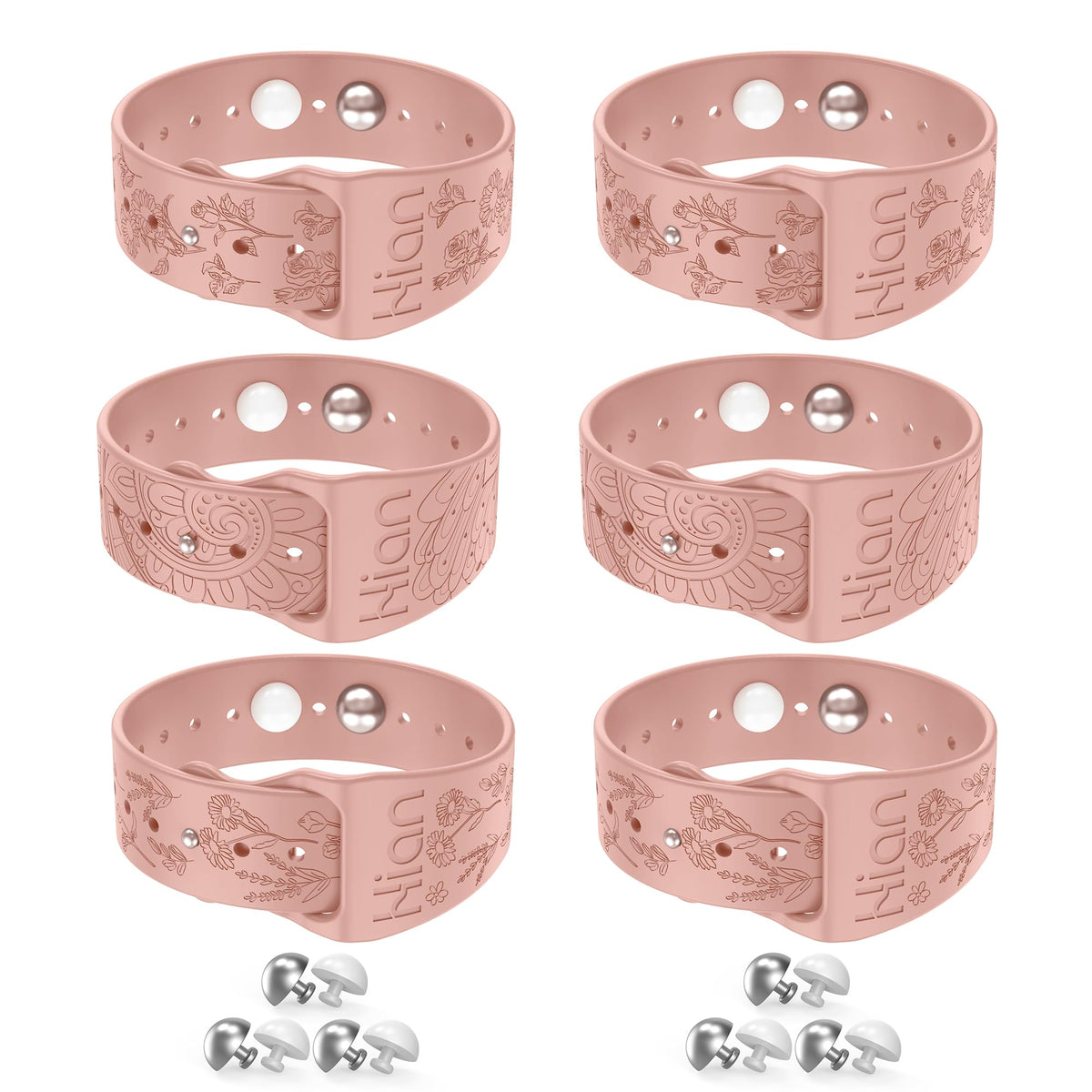Bracelets Hion anti-nausee pour les transports, ensemble de trois paires en rose.