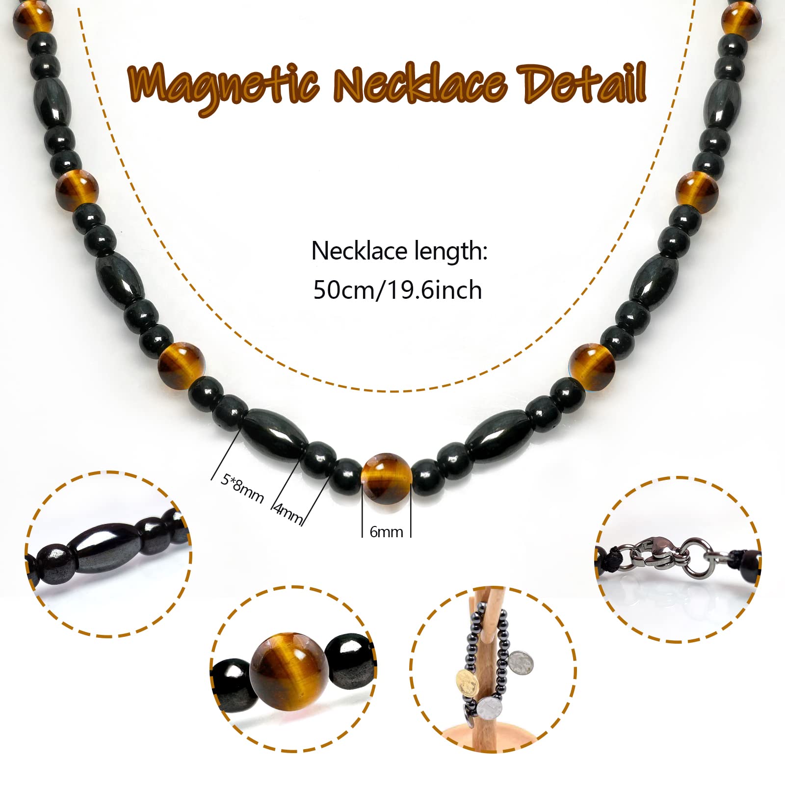 Hion collier magnétique en obsidienne noire, style sombre et sophistiqué.