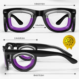 Détails des cercles liquides colorés des lunettes Hion pour une vision équilibrée.