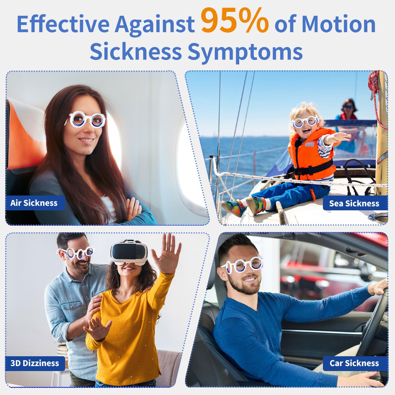Lunettes Hion pour train, voiture et croisière, réduction possible du malaise.