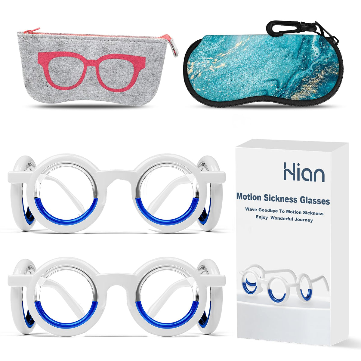 Lunettes Hion pour mal des transports — design léger et portable.