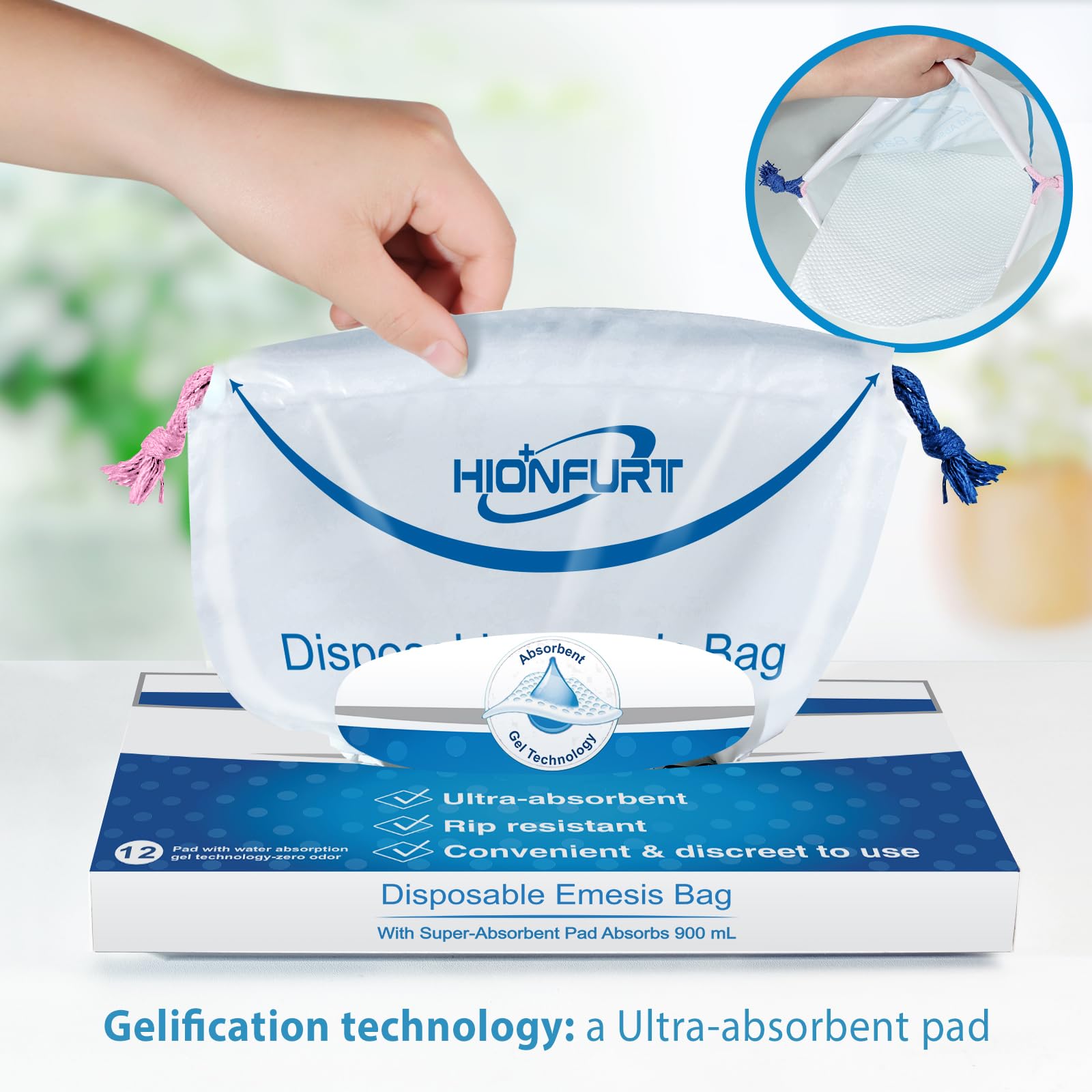 Hionfurt sac vomitif jetable ouvert, pratique lors de trajets