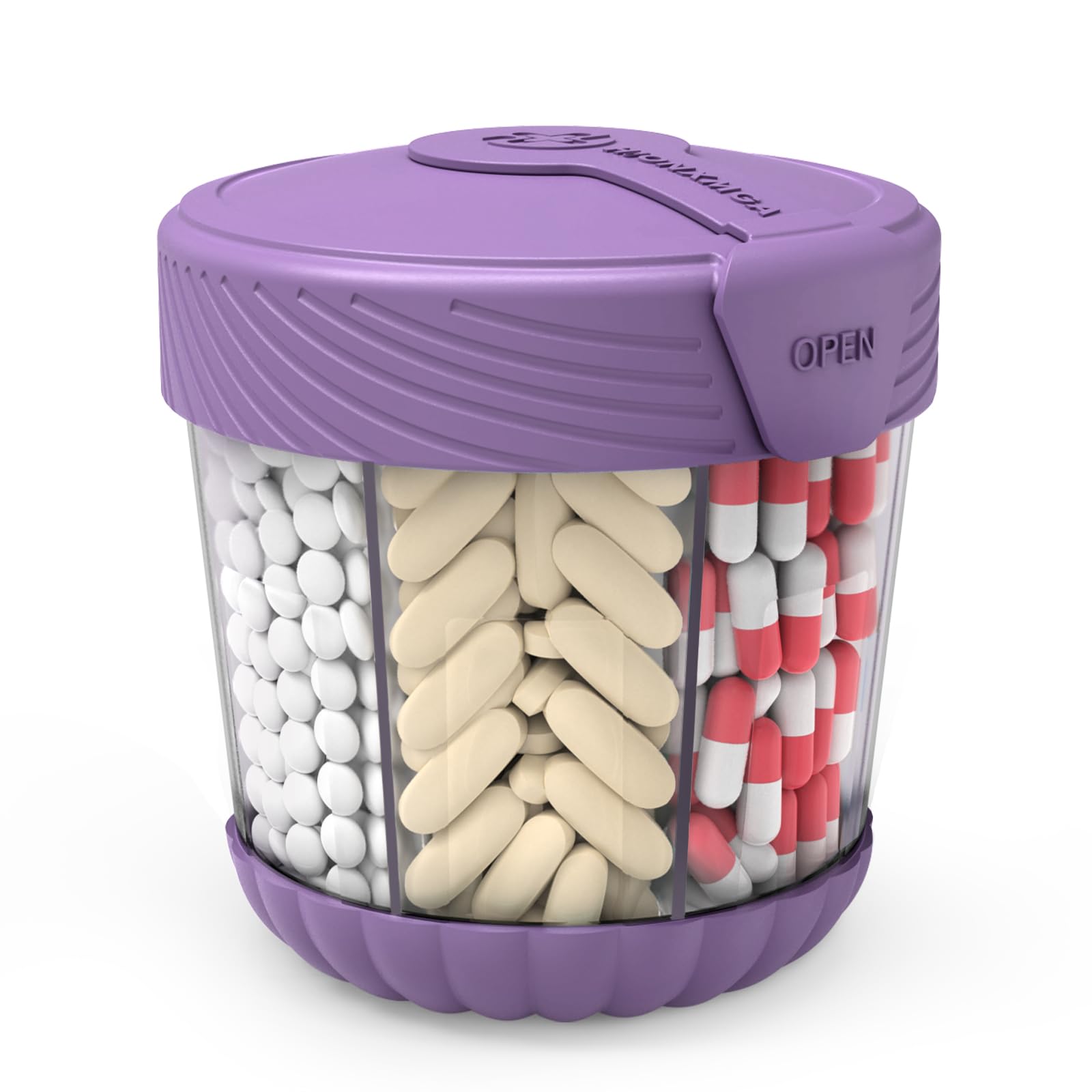 HIONXMGA pilulier à 7 compartiments, portable et violet, idéal pour organiser vos suppléments.
