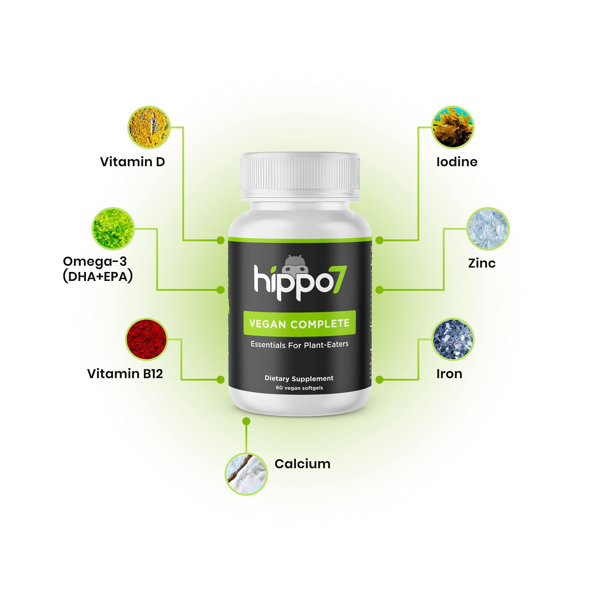 Hippo7 Multivitamine véganne—emballage écologique reflétant l'engagement durable.