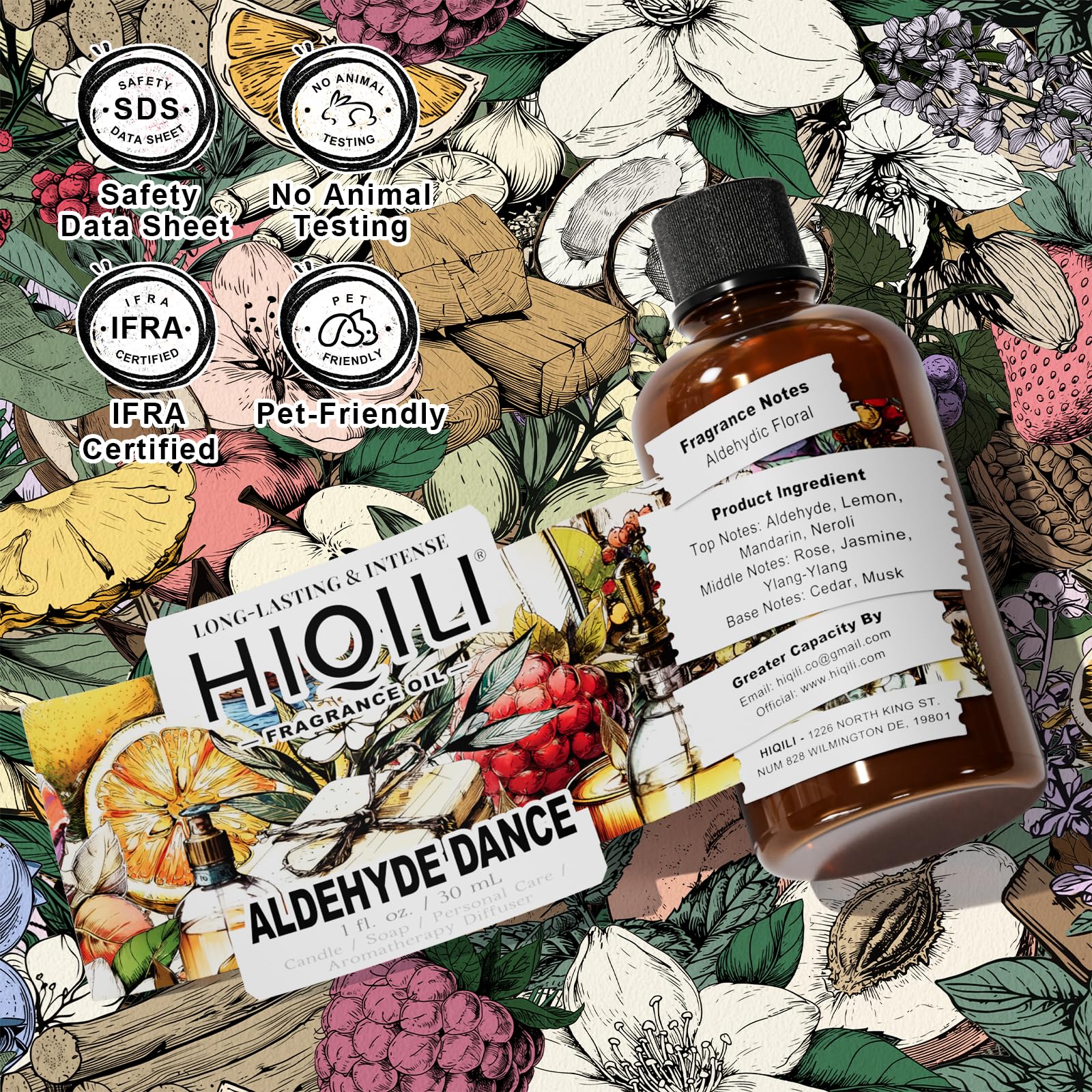 HIQILI Aldéhyde Dance – bougie artisanale; parfum élégant pour vos créations.
