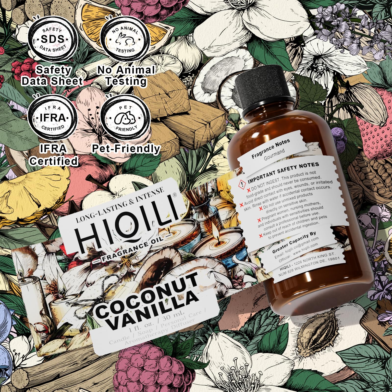 HIQILI Après-shampoing Coco Vanille, soin démêlant avec parfum discret.