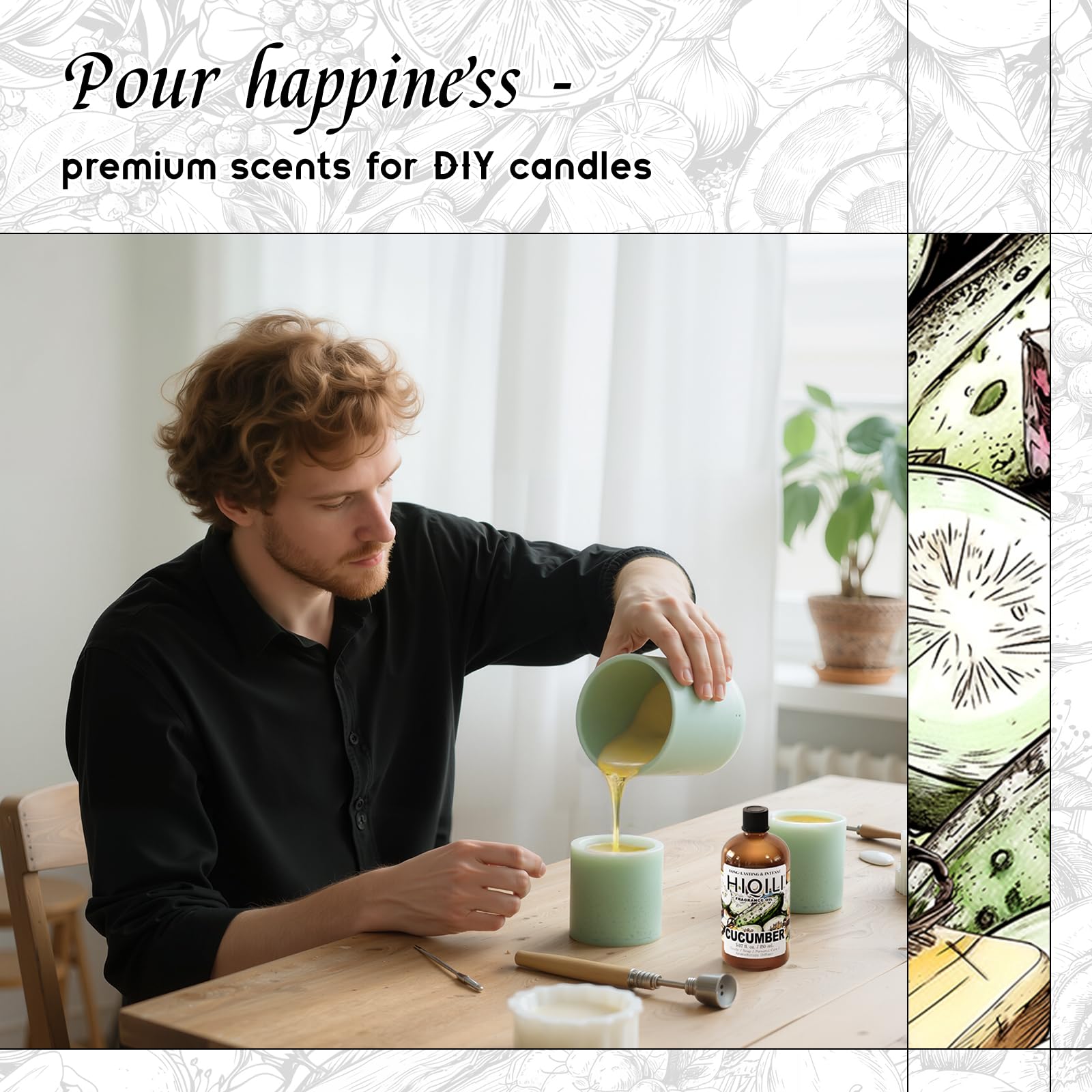 Bougie DIY parfumée au concombre avec HIQILI.