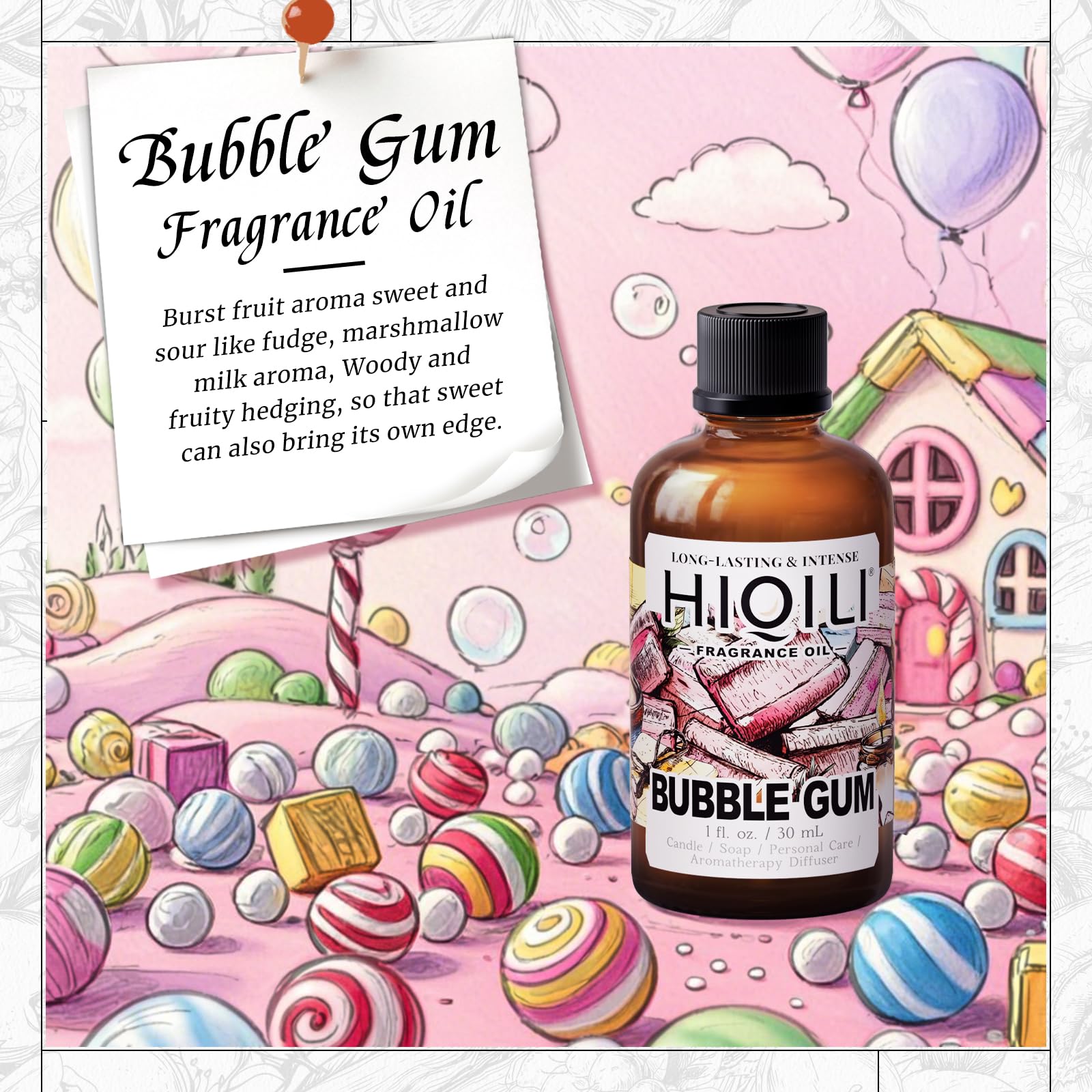 HIQILI Bubblegum – huile parfum pour savon, senteur sucrée.