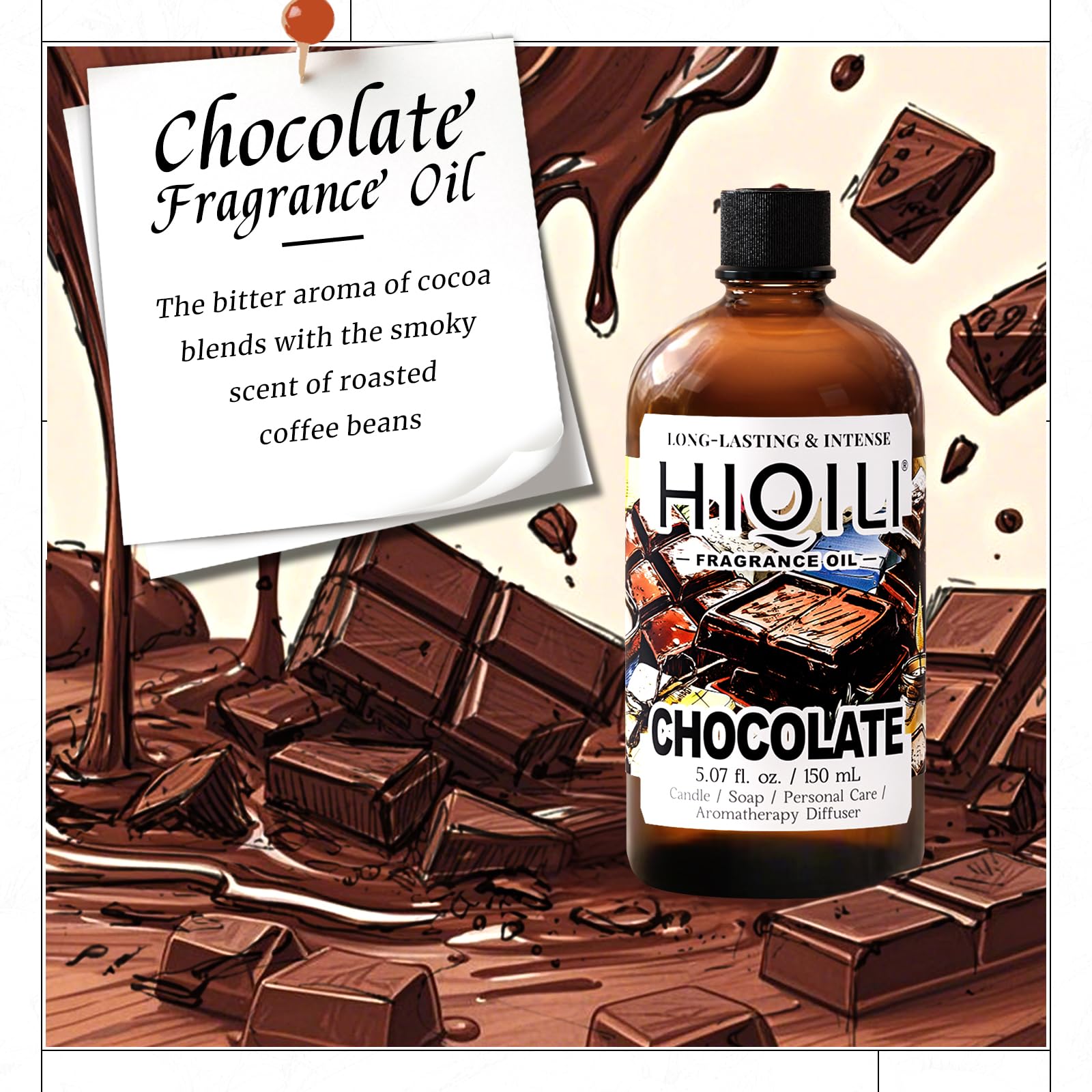 HIQILI parfum chocolat diffusé par diffuseur pour ambiance chaleureuse.
