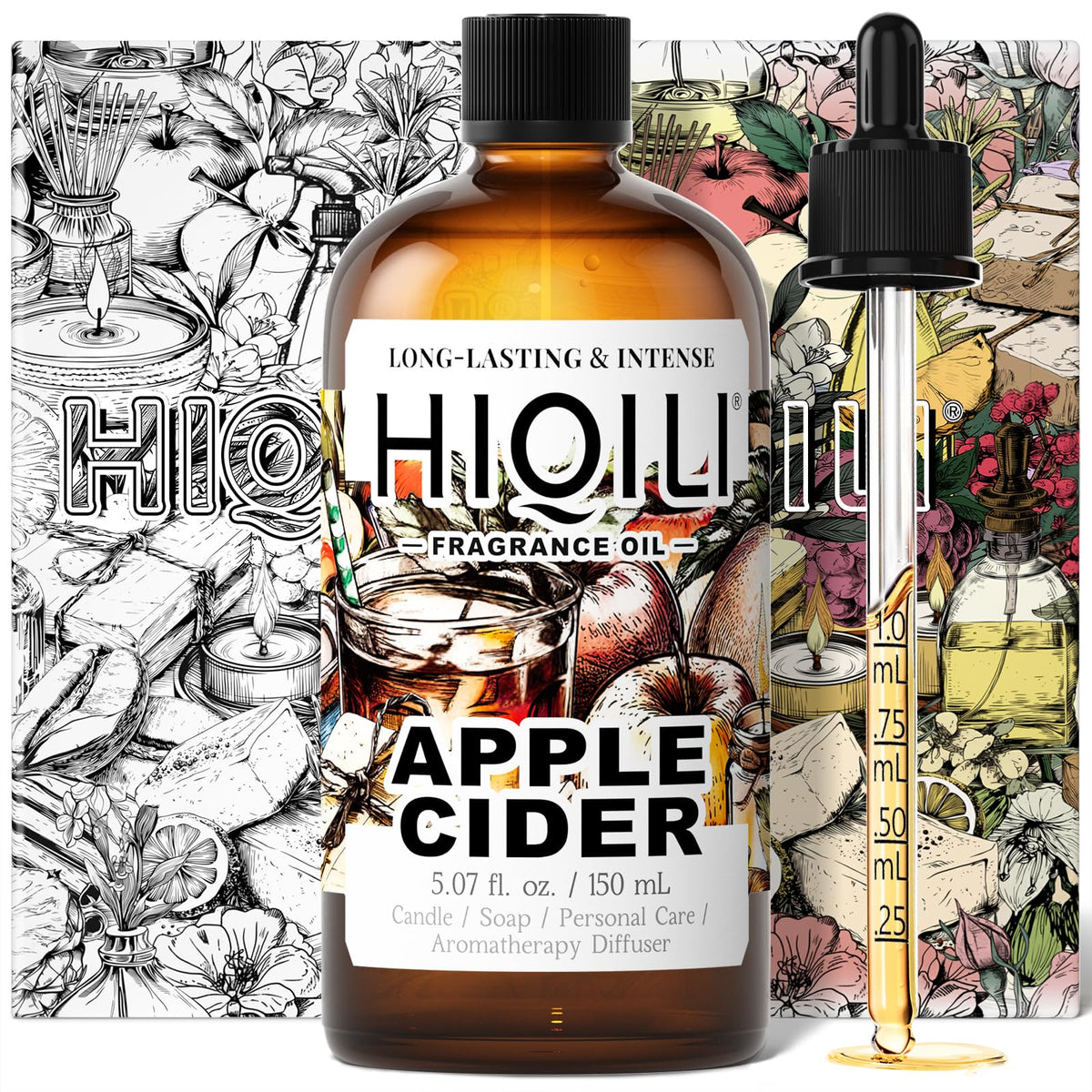 HIQILI cidre-pomme : flacon d'huile aromatique idéal pour bougies DIY.