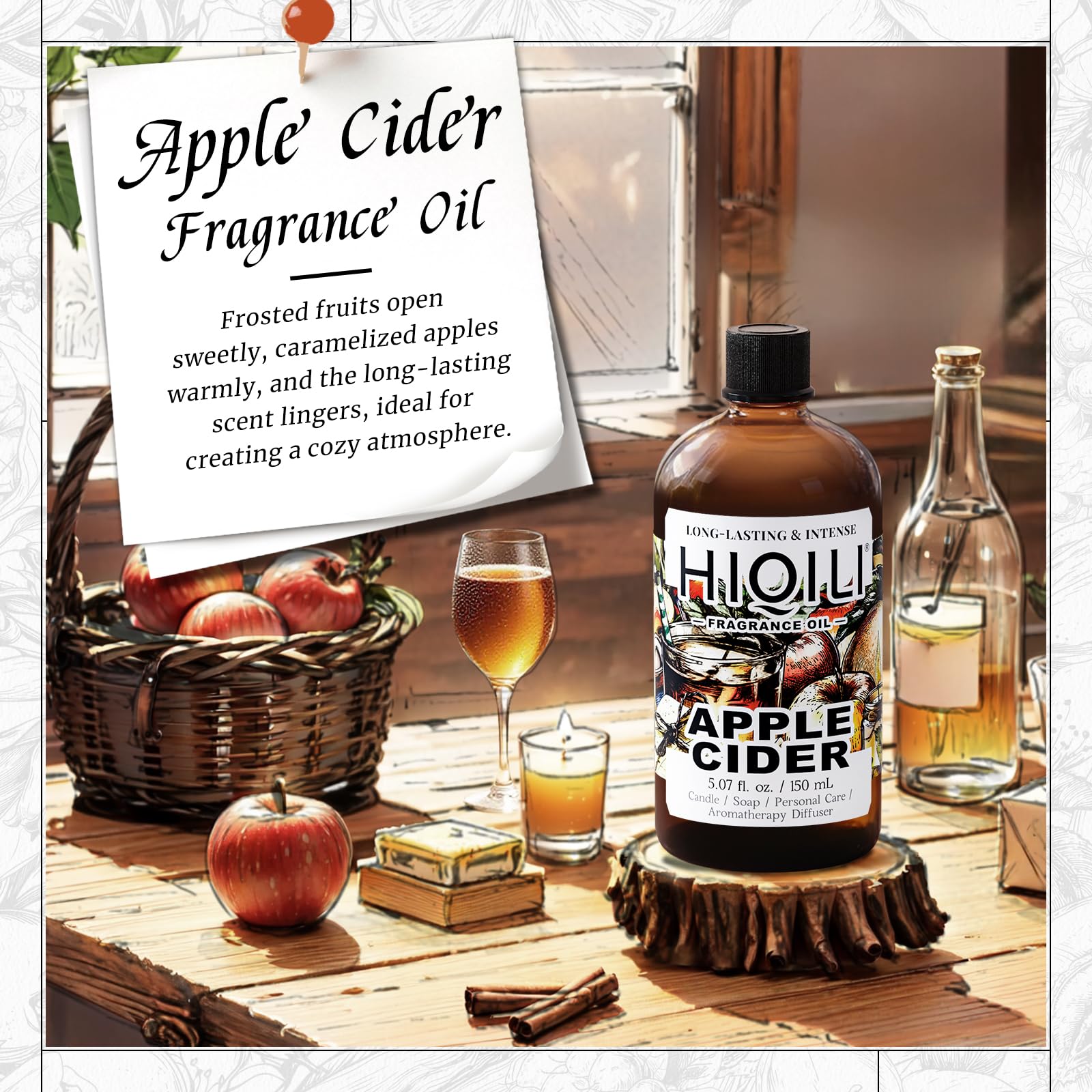 HIQILI cidre-pomme : dosage précis pour parfums faits maison.
