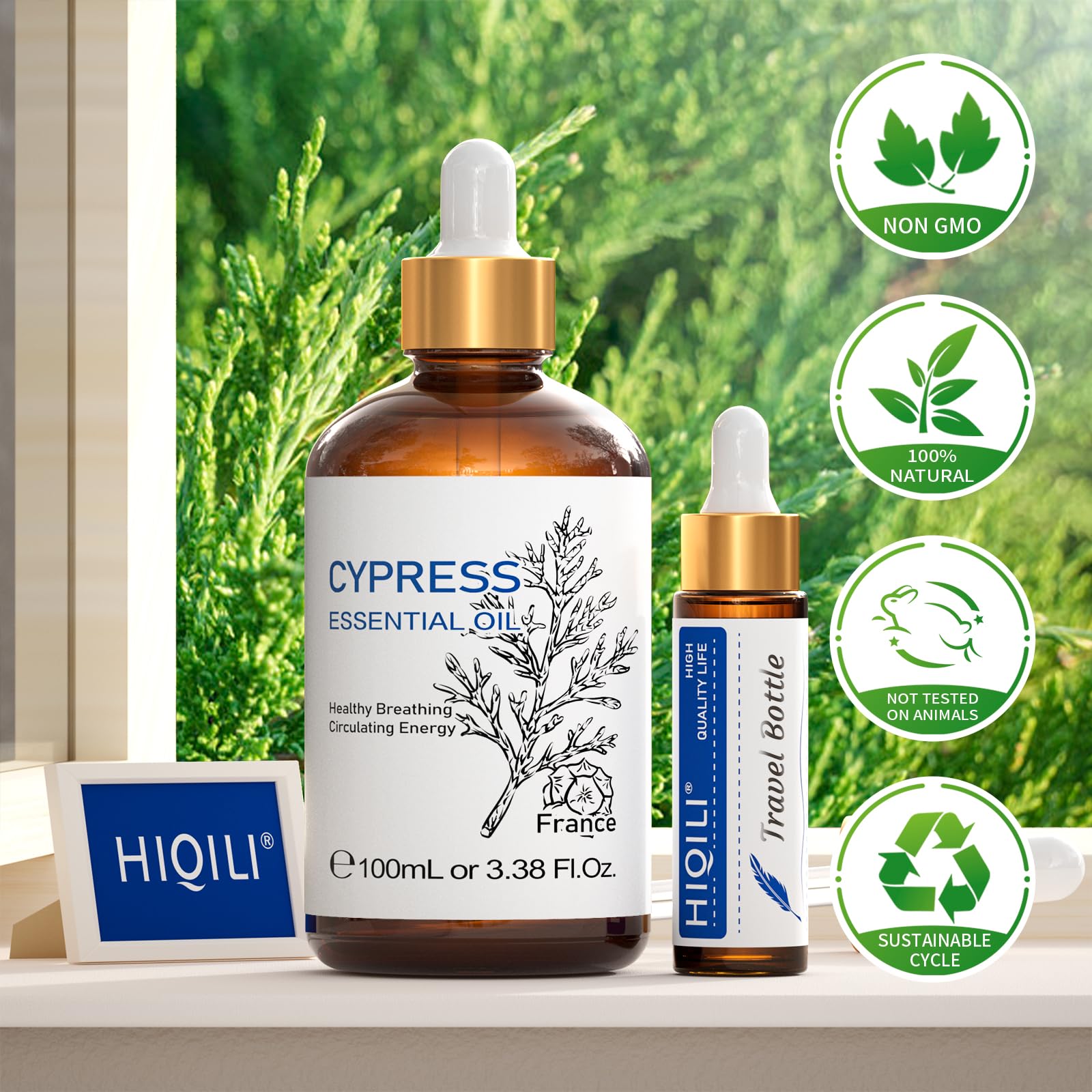 HIQILI cyprès huile essentielle pour bougies et cosmétiques maison — parfums riches.