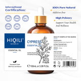 HIQILI cyprès huile essentielle en blend — se marie avec bergamote, lavande et pin pour diffusion.