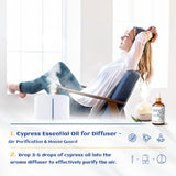 HIQILI cyprès huile essentielle soins peau et massage — favorise relaxation et douceur.