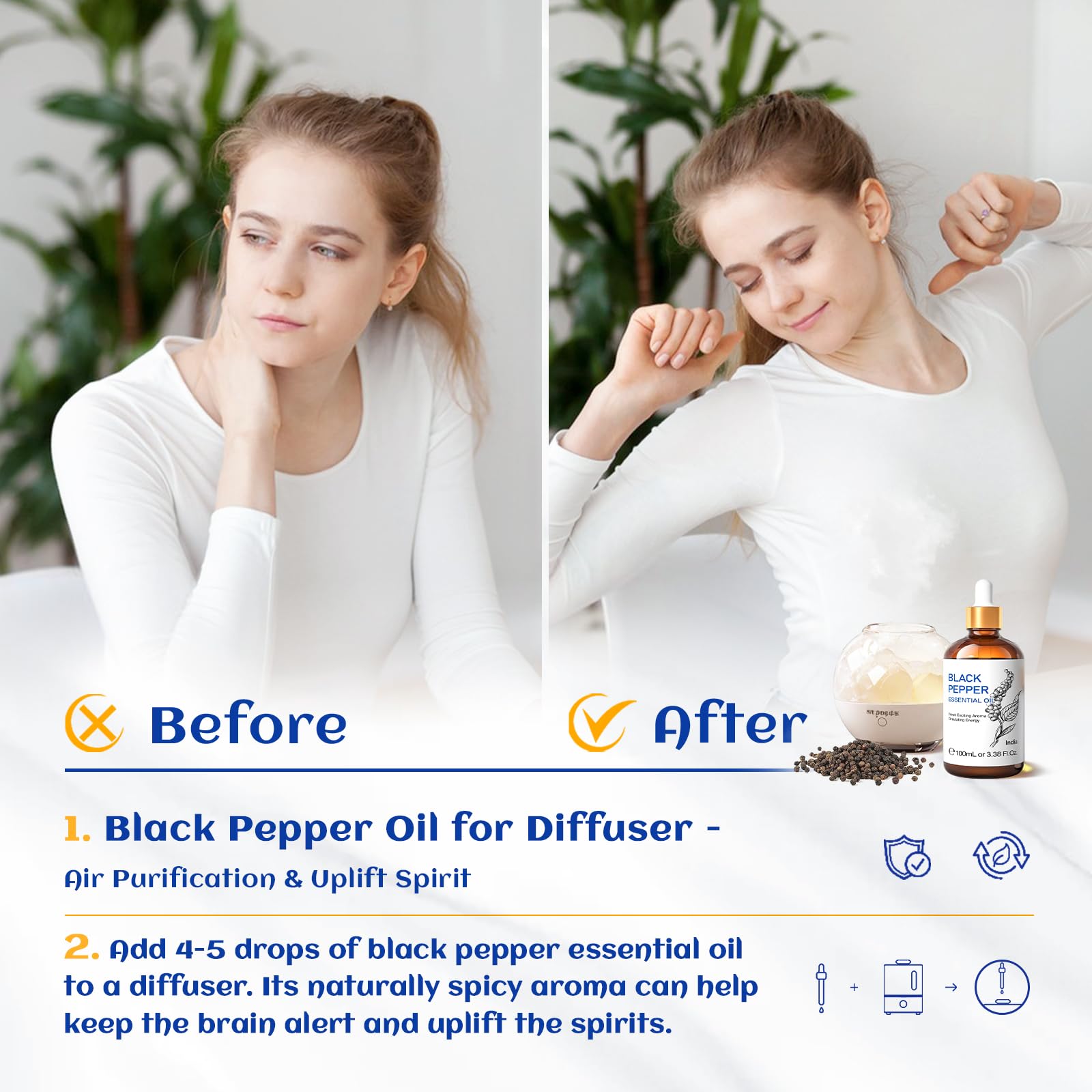 HIQILI diffuseur aromathérapie poivre noir crée ambiance réconfortante