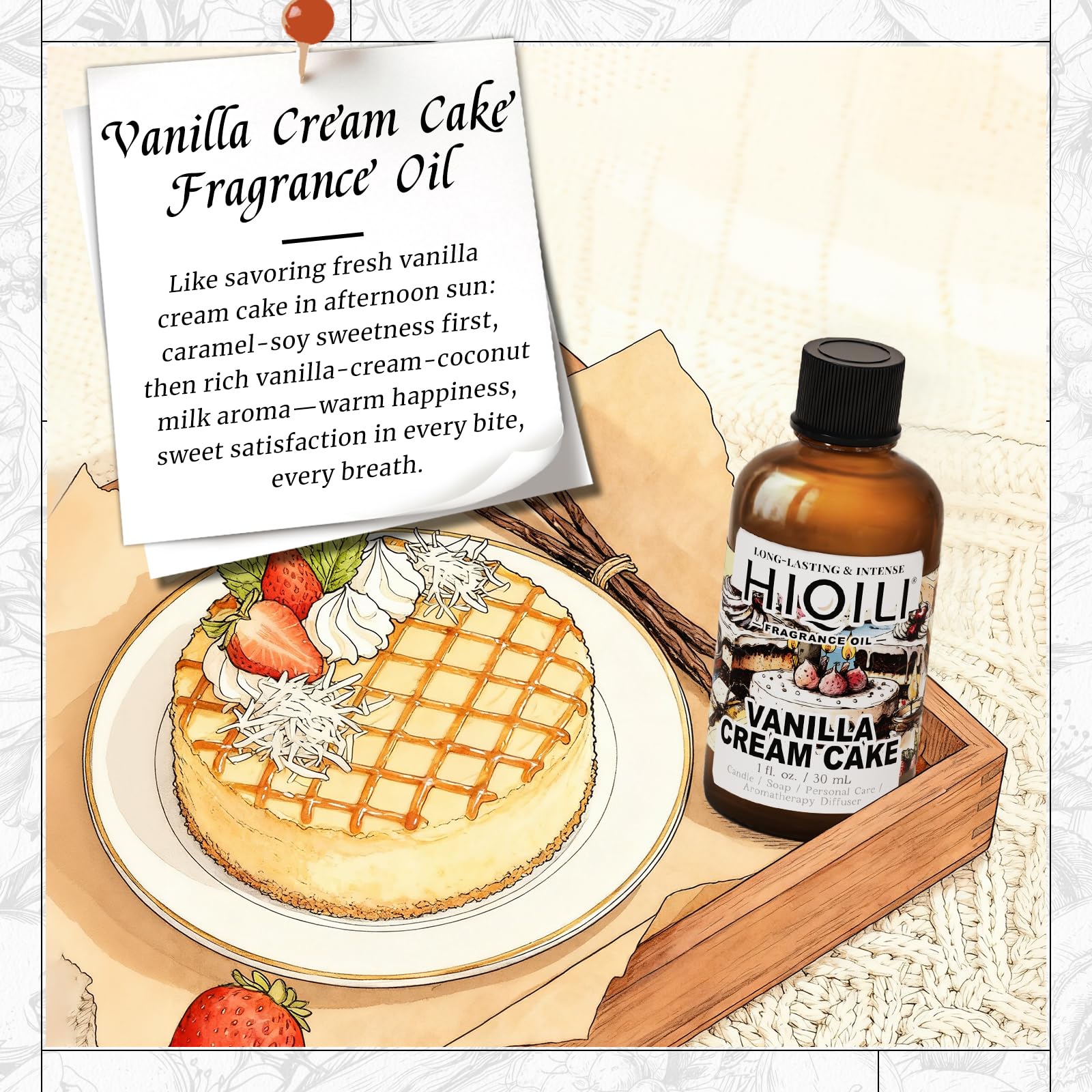 HIQILI diffuseur aromatique vanille crème – diffusion douce et durable