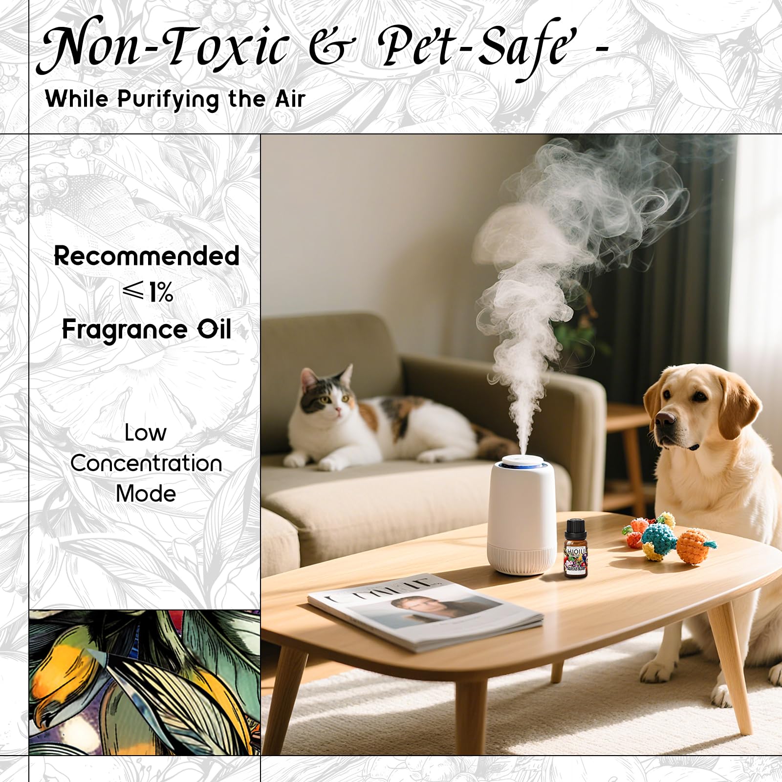 HIQILI Diffuseur floraison: polyvalence pour maison, bureau et voiture.