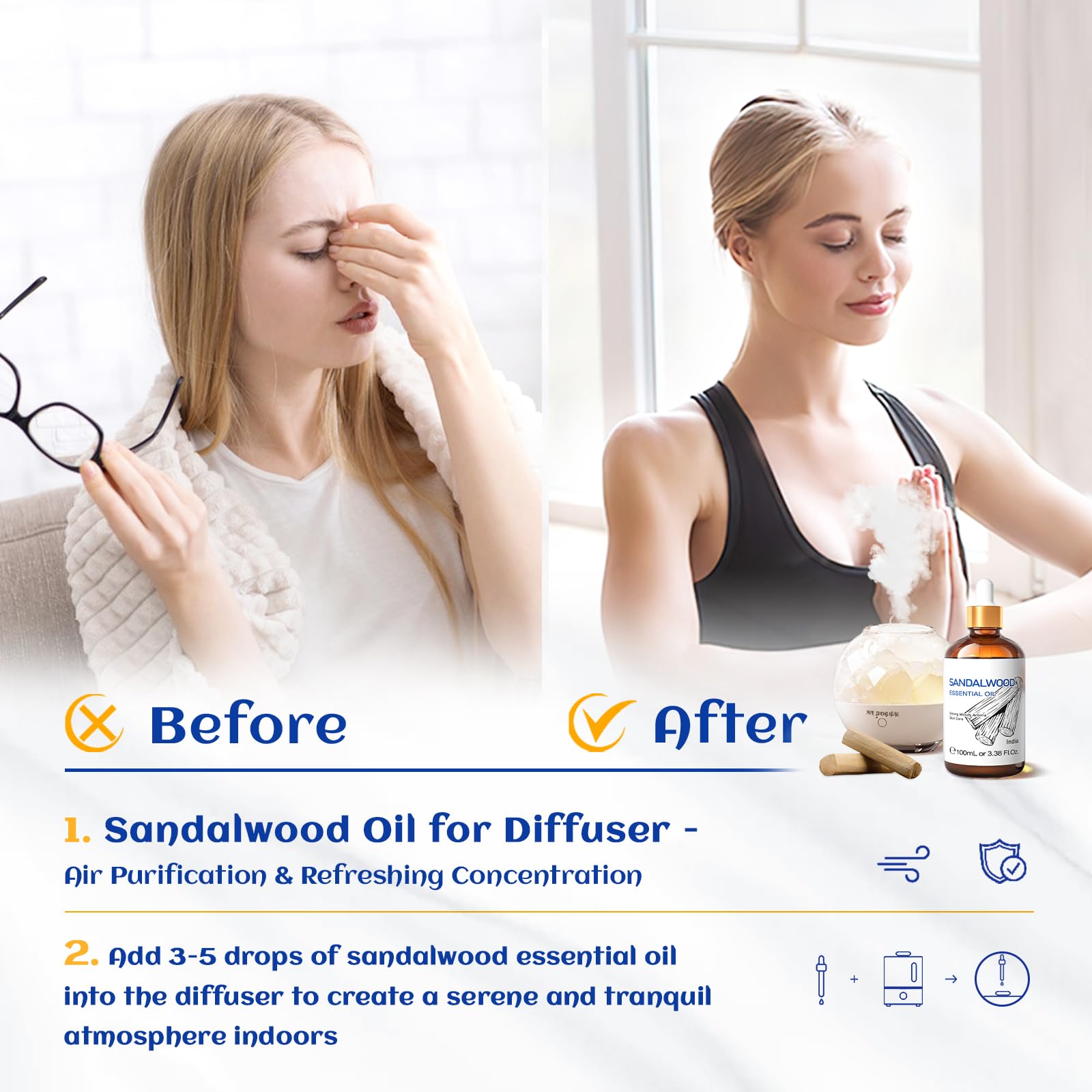HIQILI diffuseur santal huile: diffusion facile pour ambiance apaisante