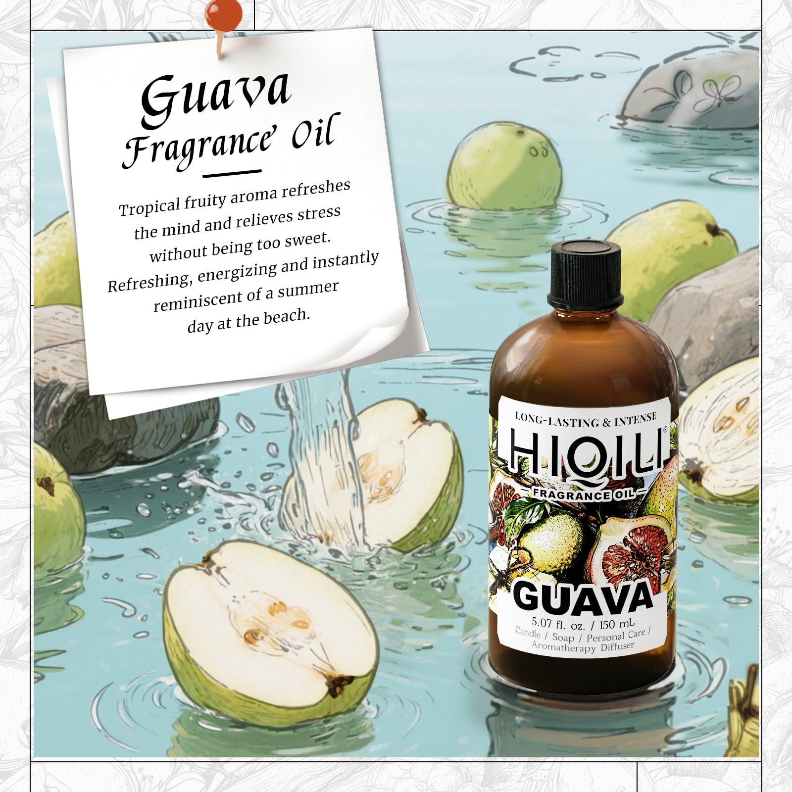 Huile parfumée goyave HIQILI pour bougies en cire, tenue longue durée