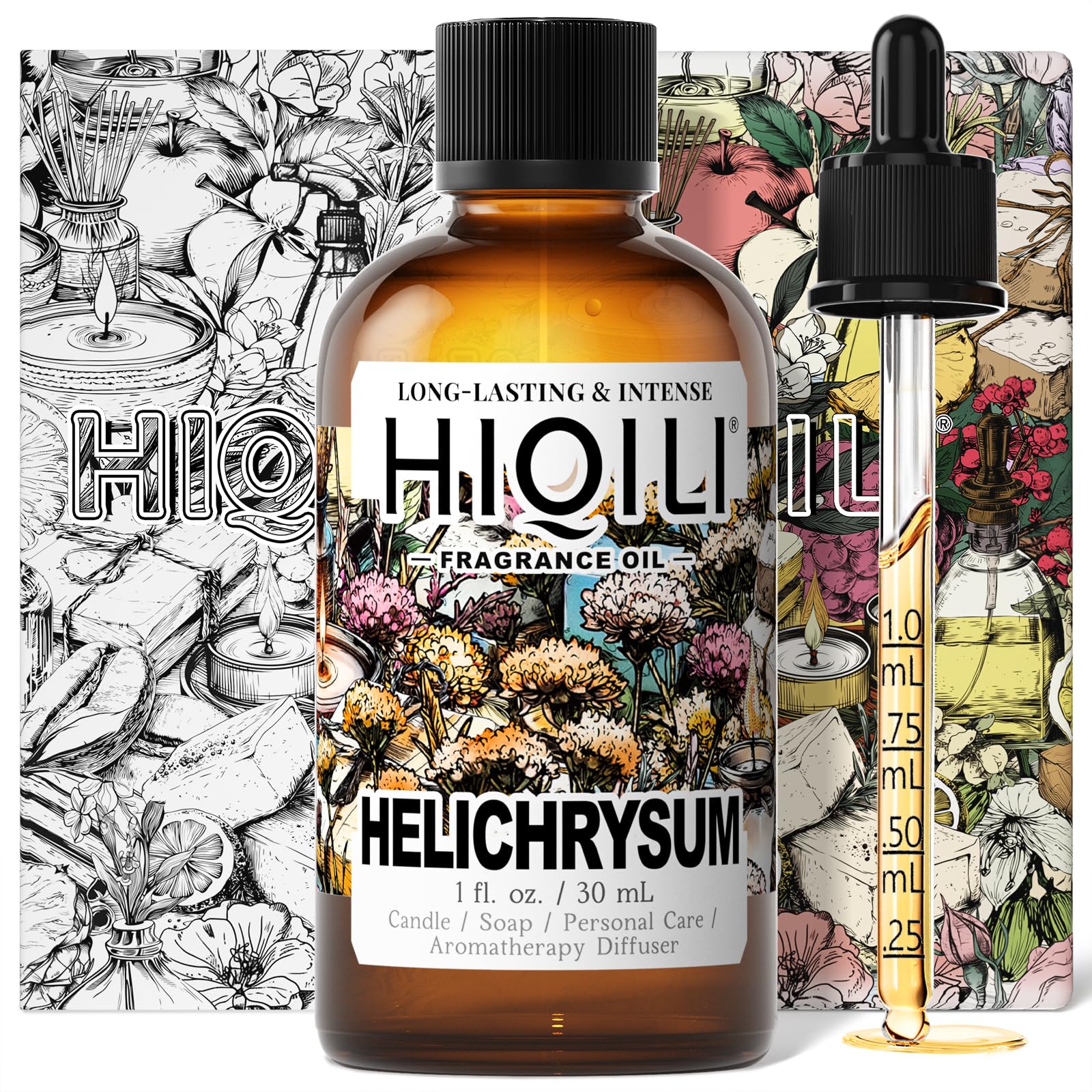 HIQILI Hélichryse flacon en verre pour diffusion douce et ambiance apaisante