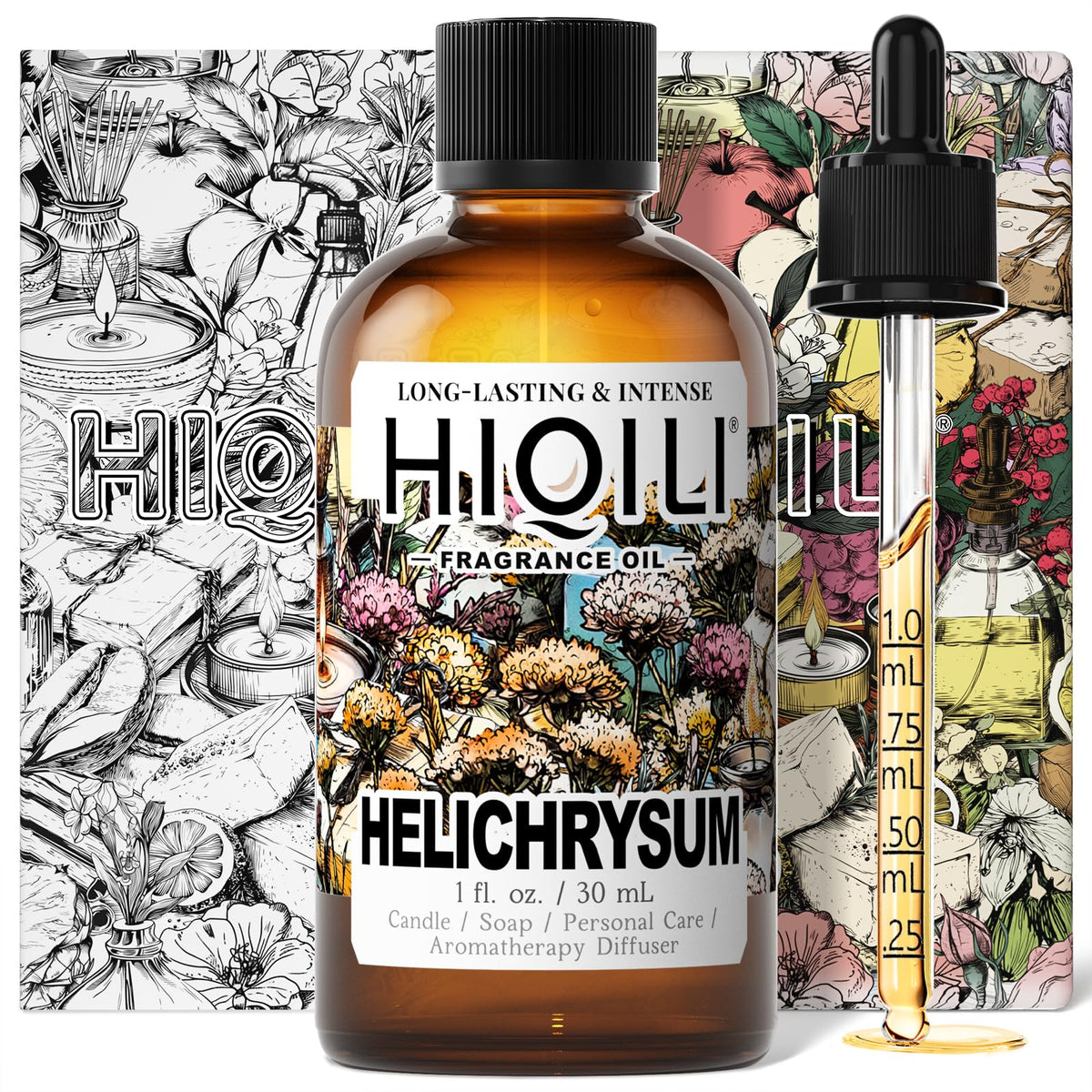 HIQILI Hélichryse flacon en verre pour diffusion douce et ambiance apaisante