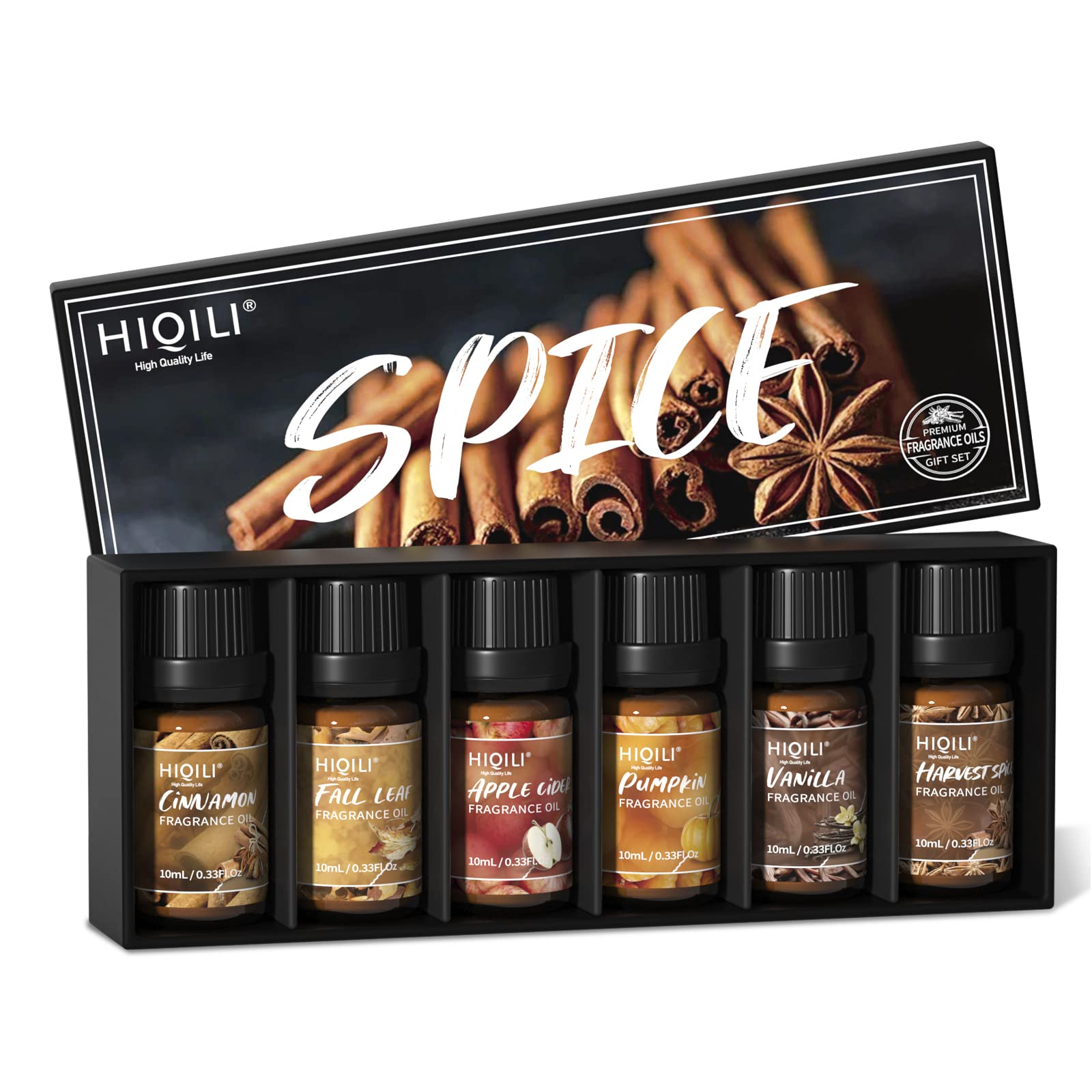 HIQILI huile parfumée épices, bouteille ambrée cannelle pour diffusion douce.