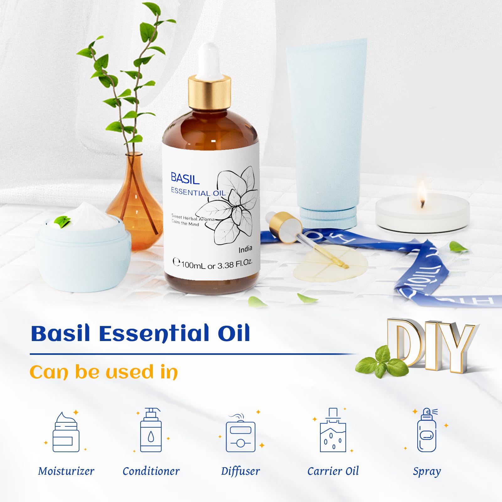 HIQILI huile basilic pour DIY savon parfumé et soins