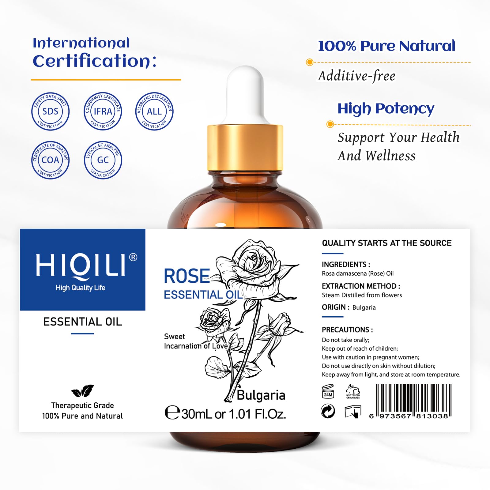 HIQILI Rose, ambiance aromatique idéal pour méditation et repos.