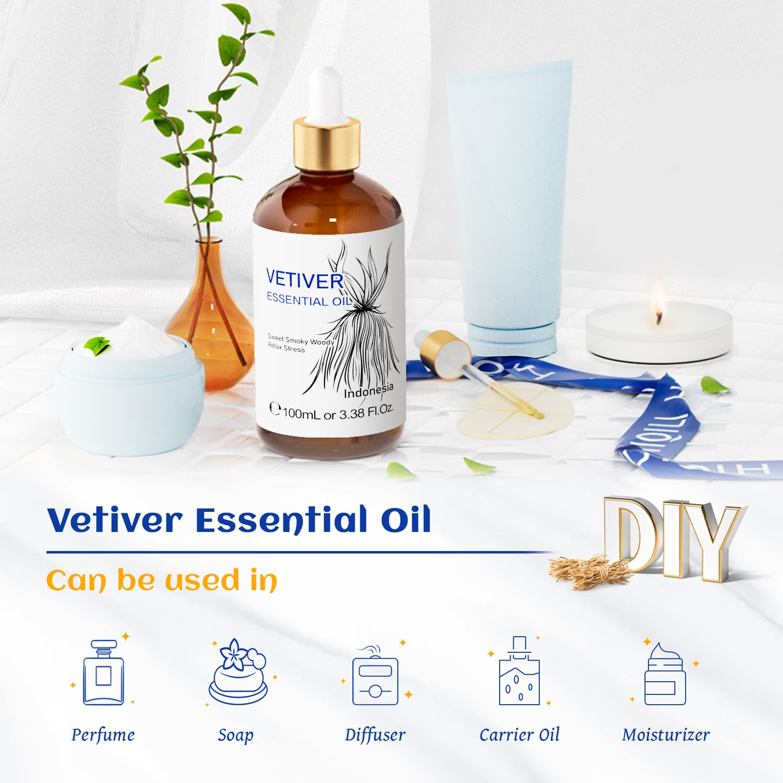 HIQILI Vetiver ambiance zen: parfum boisés pour méditation et détente.