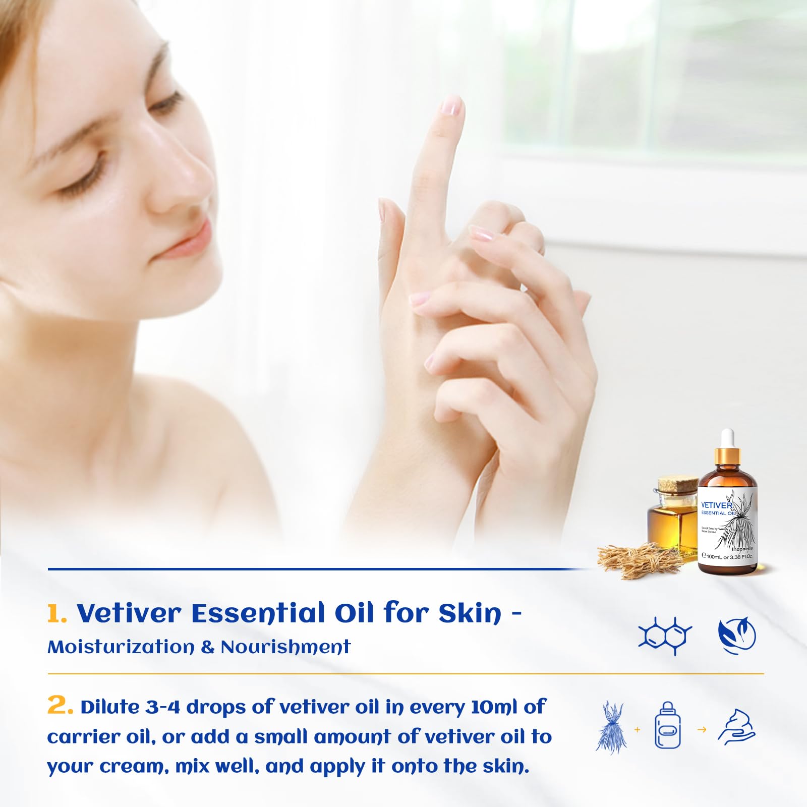 HIQILI huile Vetiver pour massage: favoriser la relaxation et la circulation.