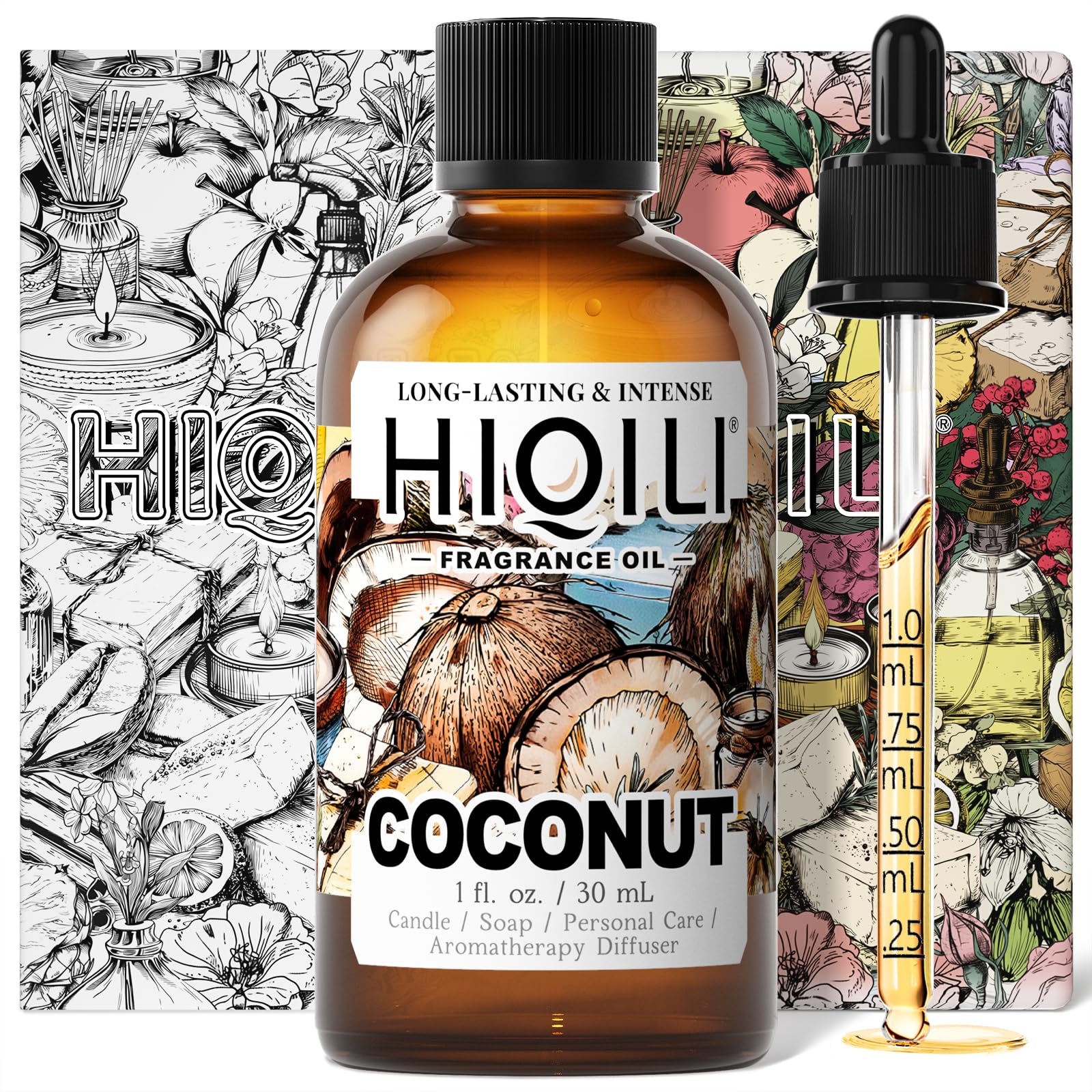 HIQILI huile parfum coco pour diffuseur, crée une ambiance tropicale apaisante.