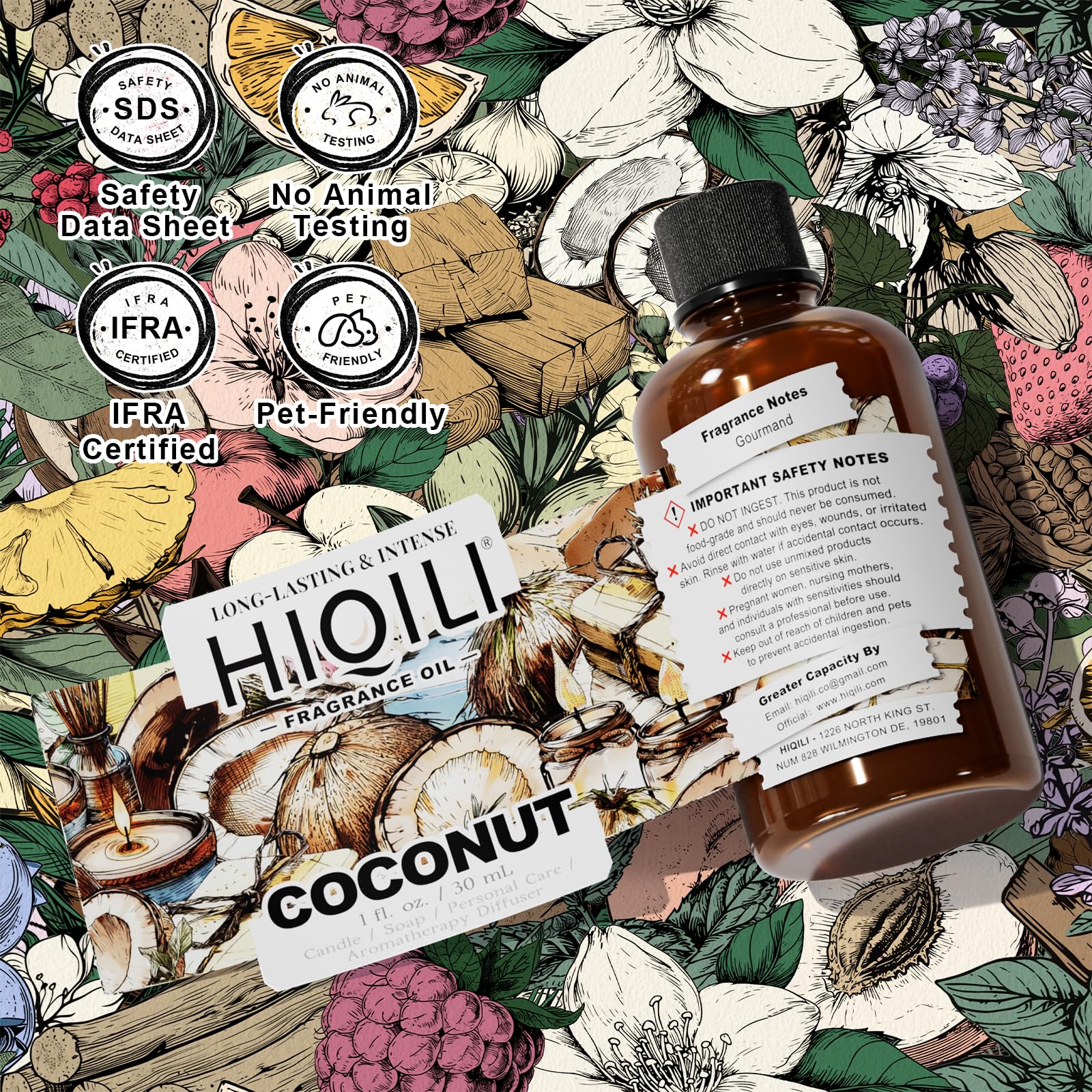 HIQILI huile parfum coco pour linge et textiles, parfume les textiles.
