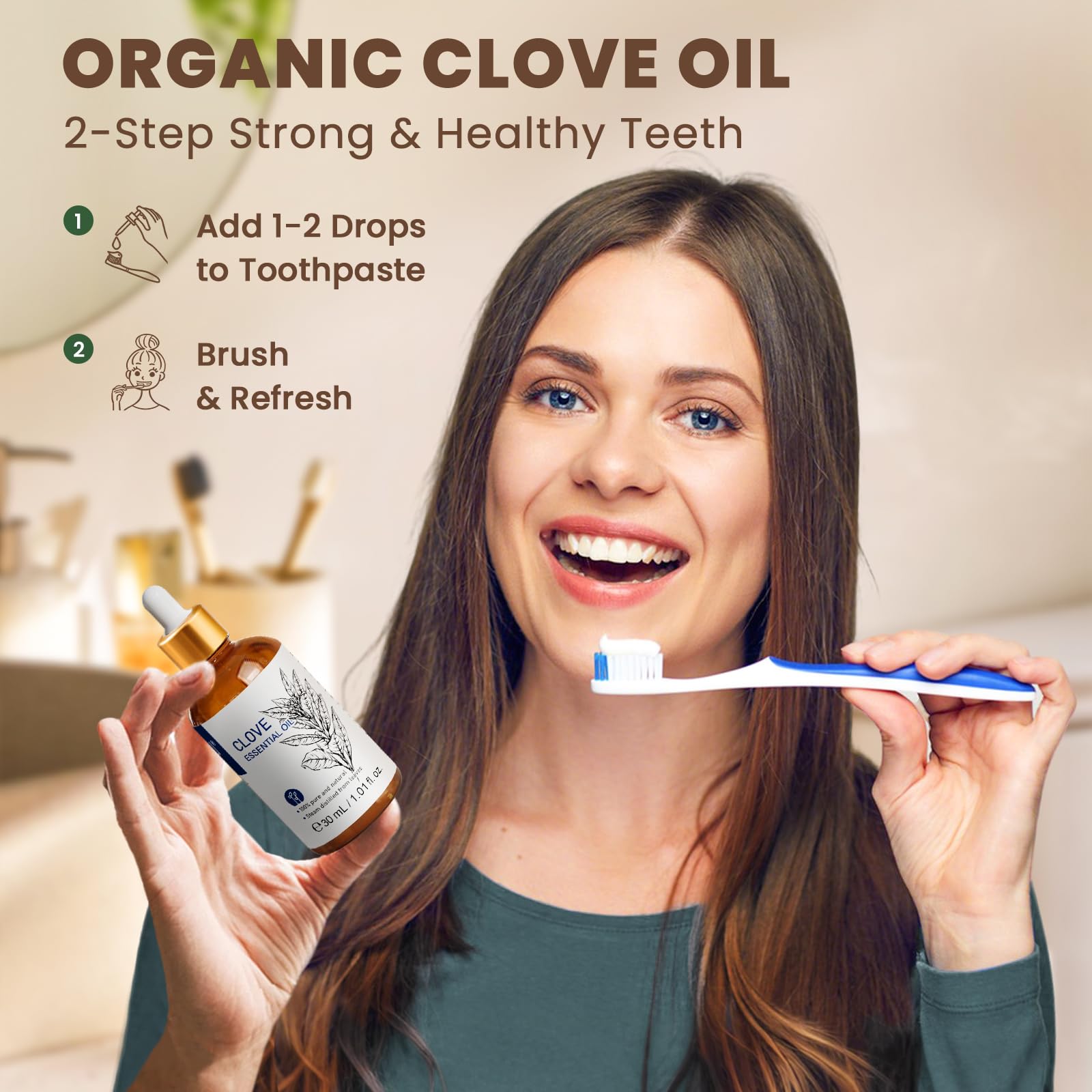 HIQILI huile girofle, soin dentifrice maison pour une routine naturelle.