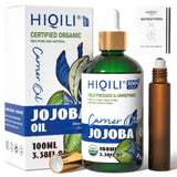 HIQILI huile de jojoba bio en bouteille de 100 ml pour hydrater les cheveux.