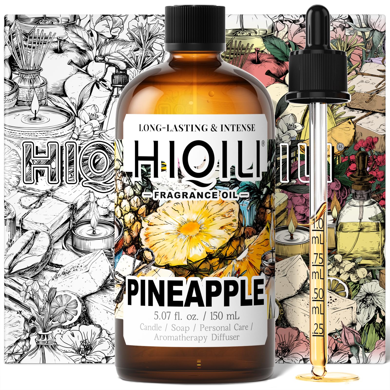 HIQILI huile parfum ananas - bouteille verre, parfum frais et durable pour diffuseur.