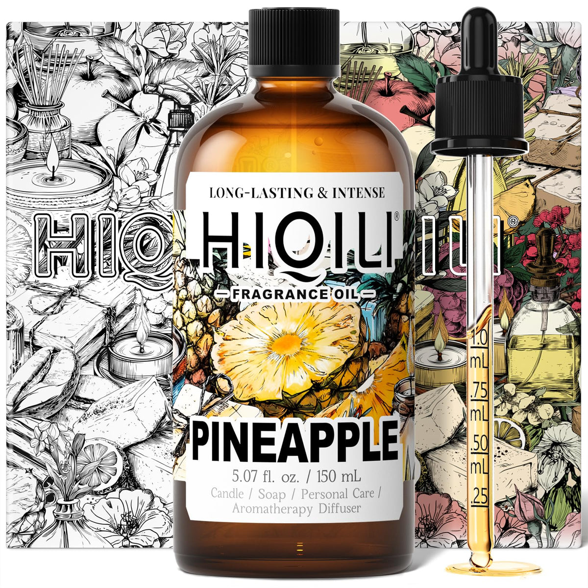 HIQILI huile parfum ananas - bouteille verre, parfum frais et durable pour diffuseur.
