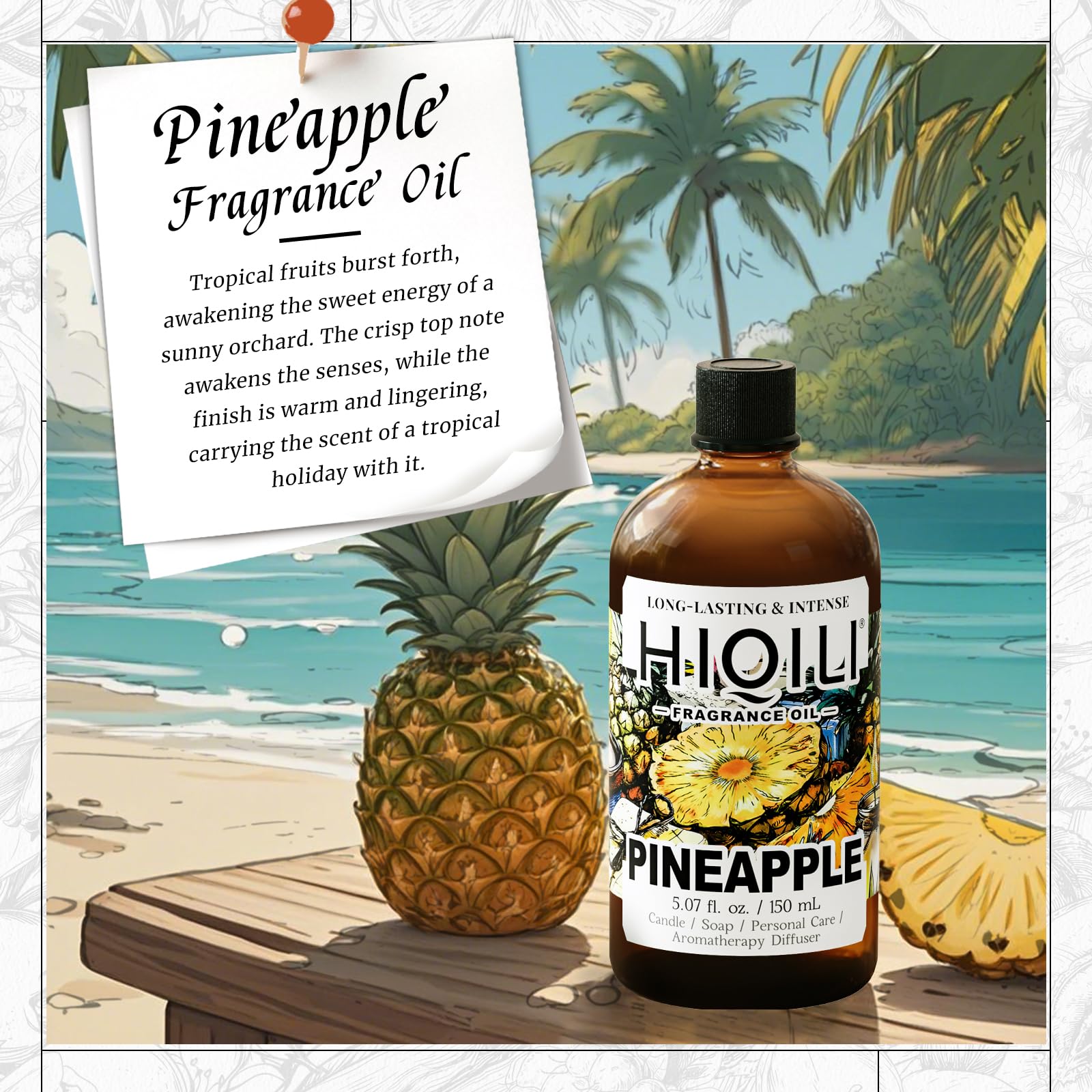 HIQILI huile parfum ananas - diffuseur-design, ambiance estivale.