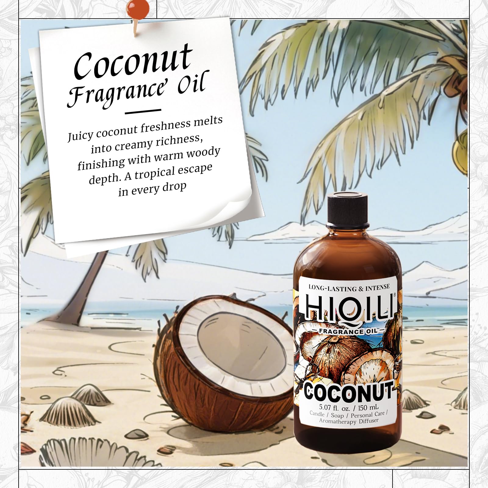 HIQILI huile parfum coco bougie, parfum doux pour ambiance cosy